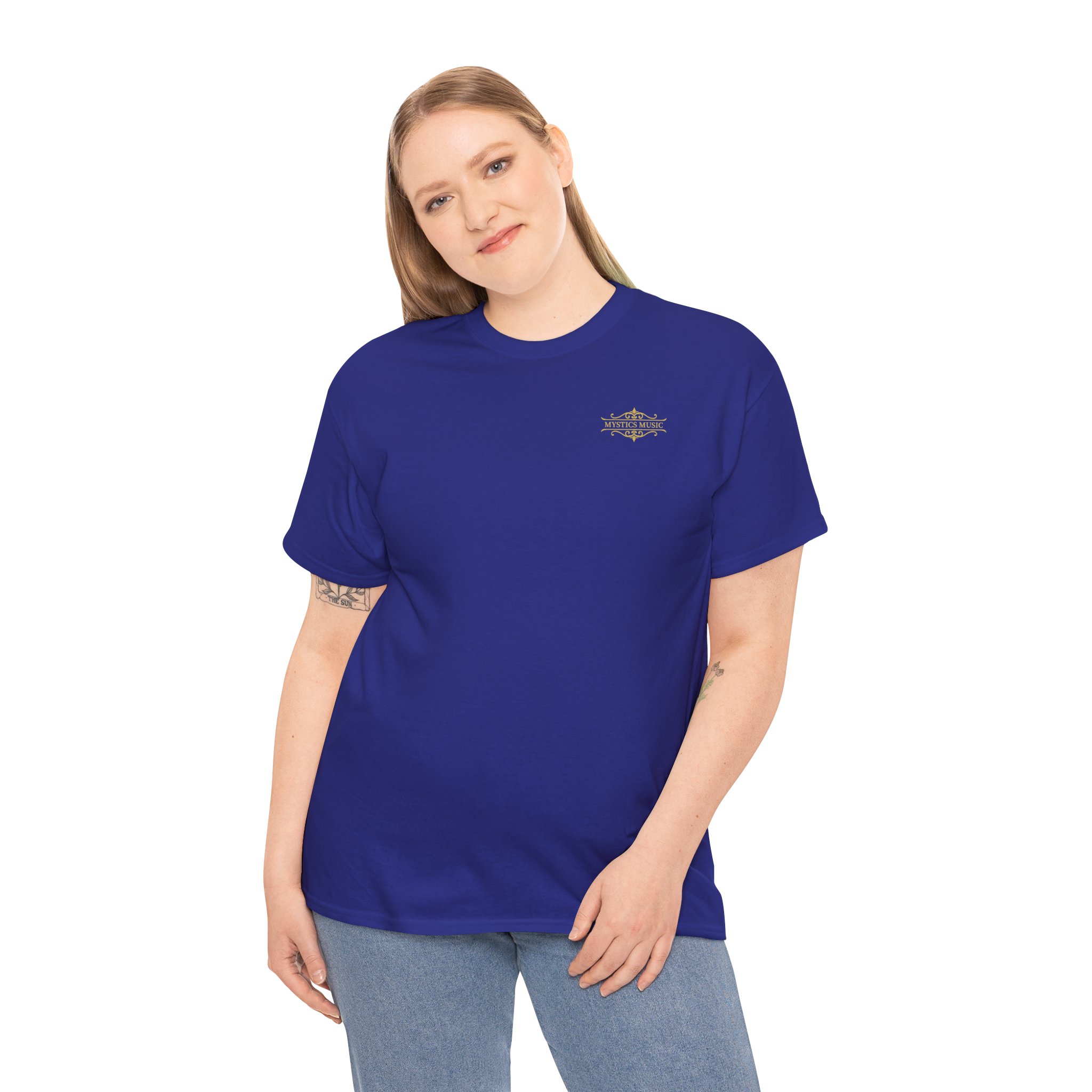 Mystics Music Unisex Heavy Cotton Short Sleeve T-Shirt (dark colors - left chest logo) - Image 35