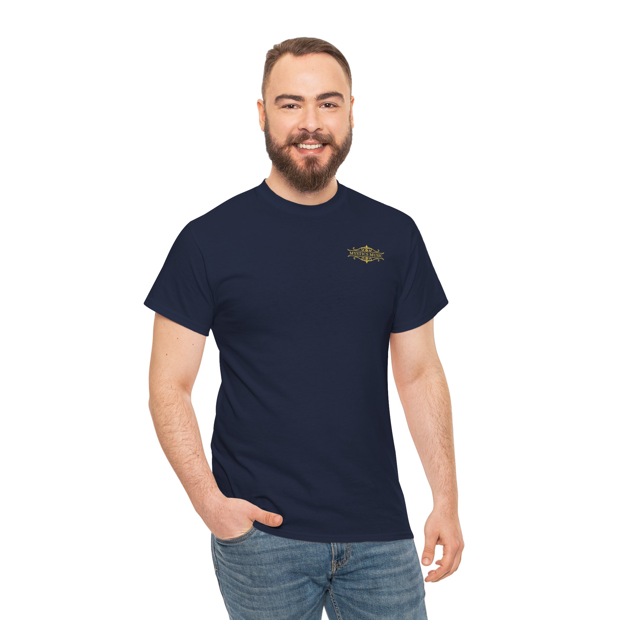 Mystics Music Unisex Heavy Cotton Short Sleeve T-Shirt (dark colors - left chest logo) - Image 32