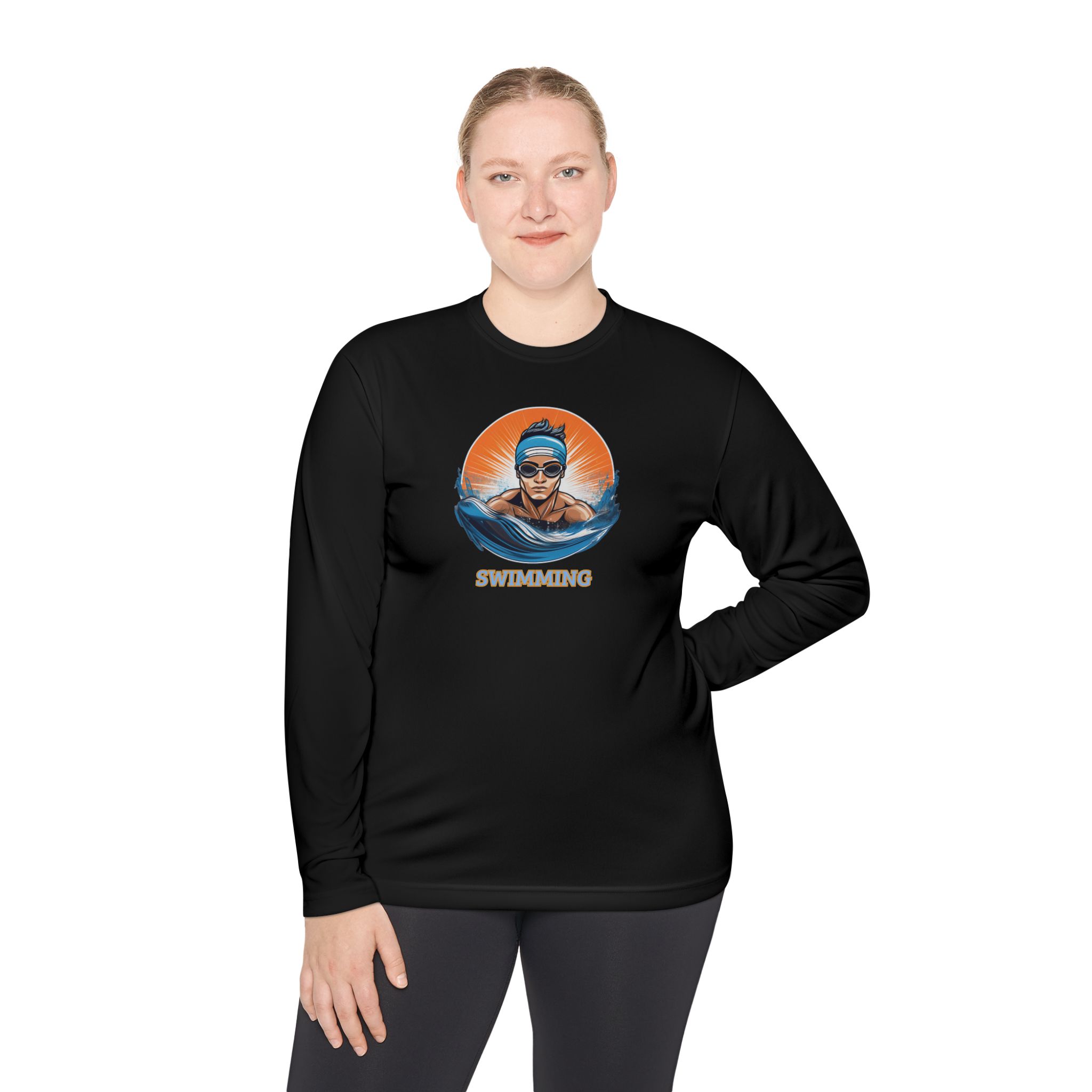 Women's Swimming - Unisex Lightweight Long Sleeve T-Shirt - Image 2
