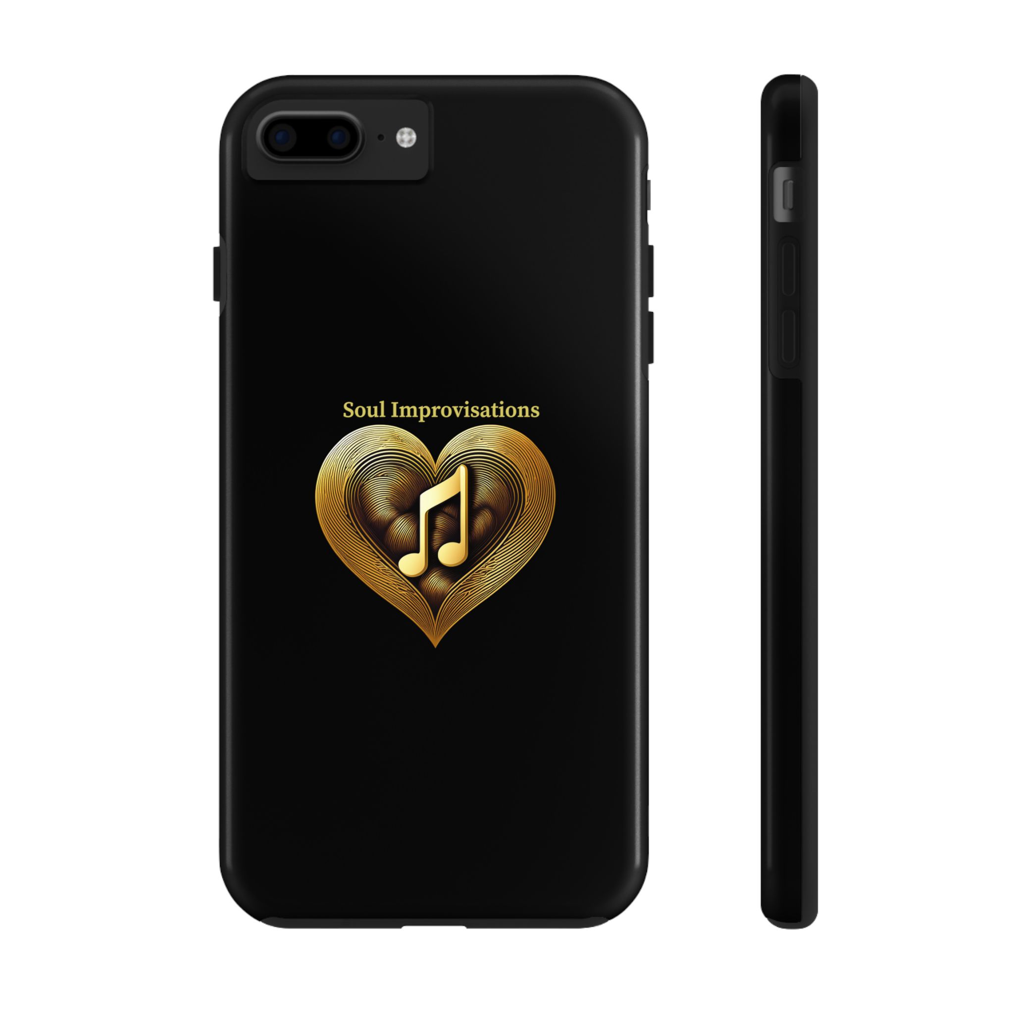Gold Musical Heart Tough Phone Case - Black - Image 5