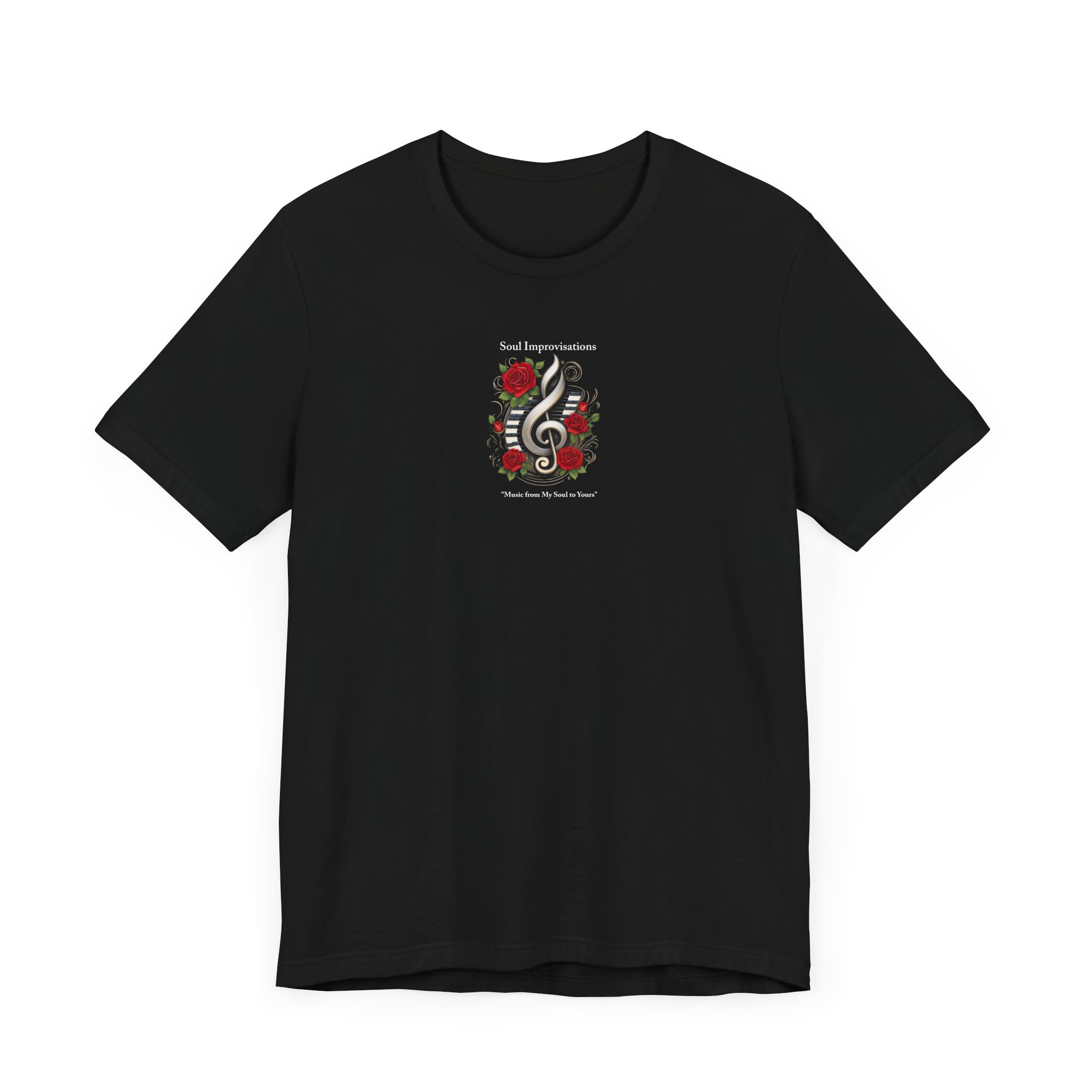 Music Clef & Roses Unisex Jersey Short Sleeve T-Shirt - Image 3
