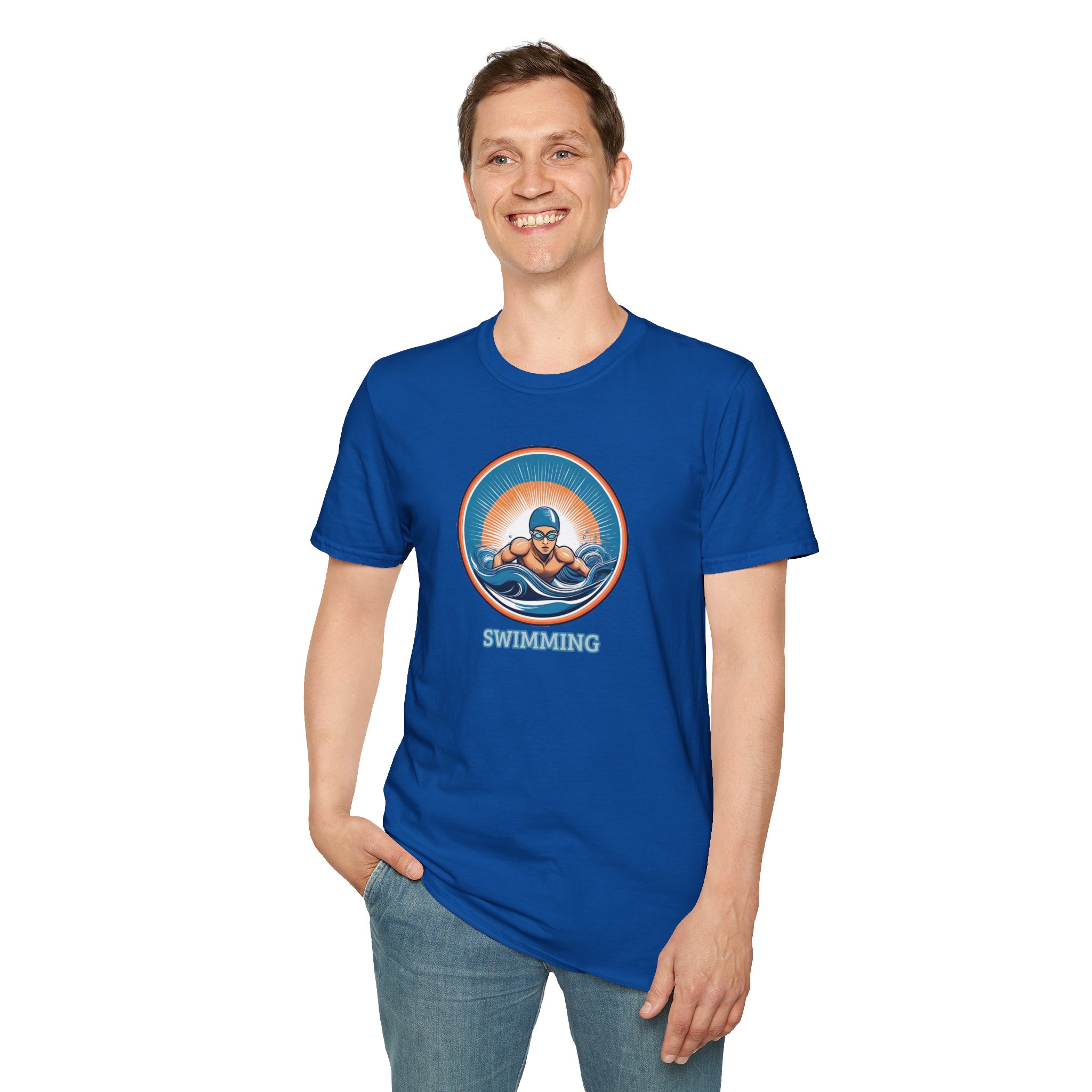 Men's Swimming - Unisex Softstyle Short Sleeve T-Shirt - Image 26
