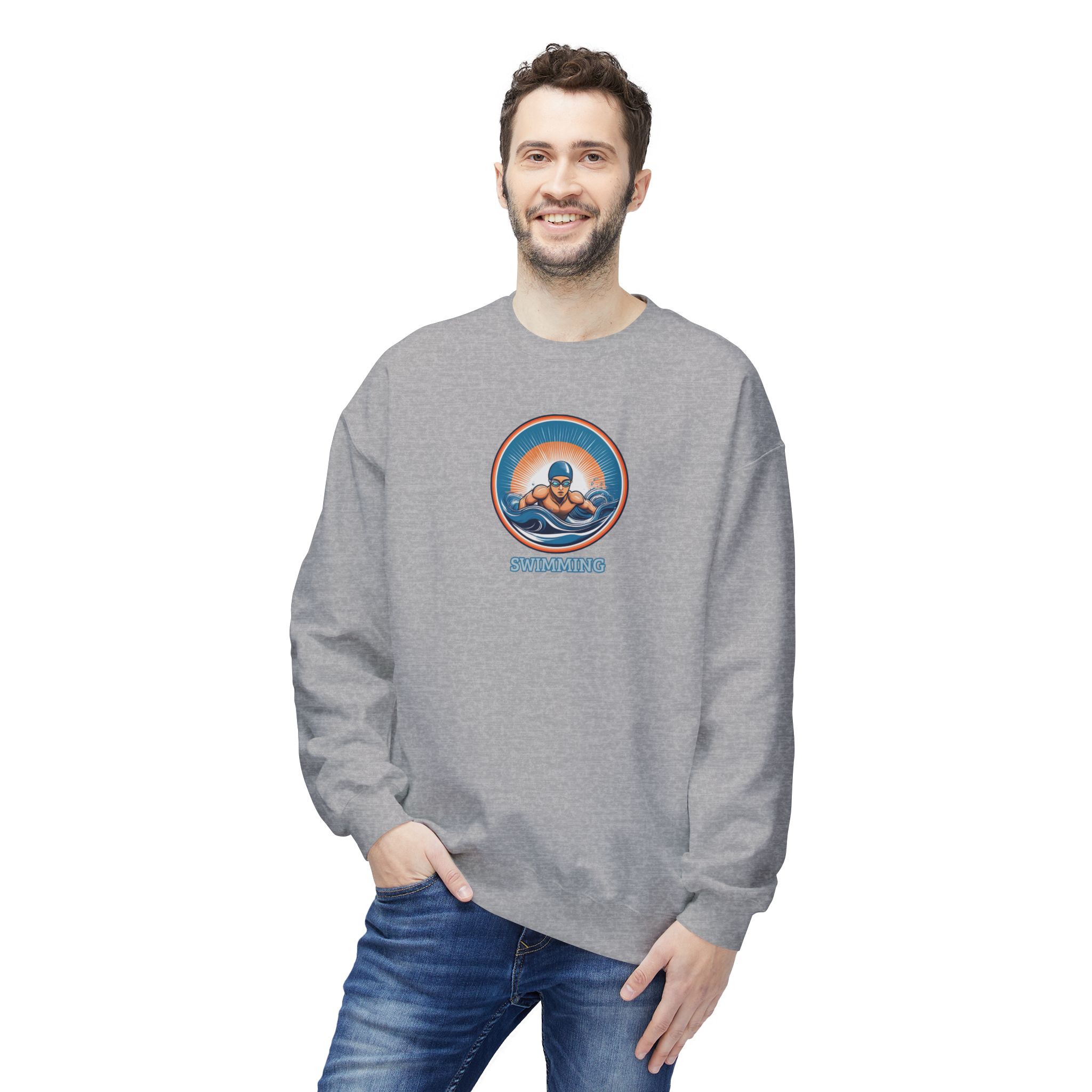 Men's Swimming - Unisex Midweight Crewneck Sweatshirt - Image 4