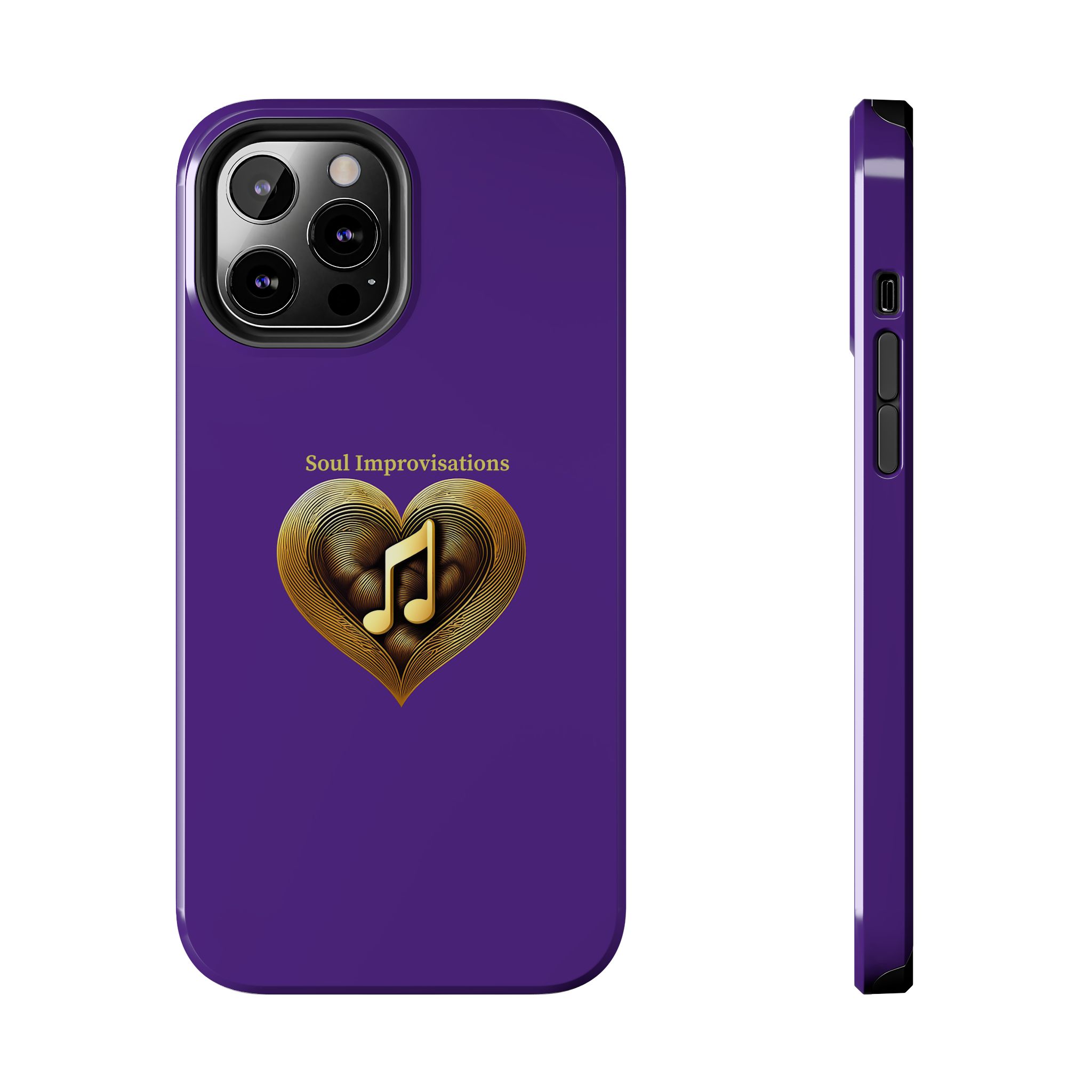 Gold Musical Heart Tough Phone Case - Purple - Image 40