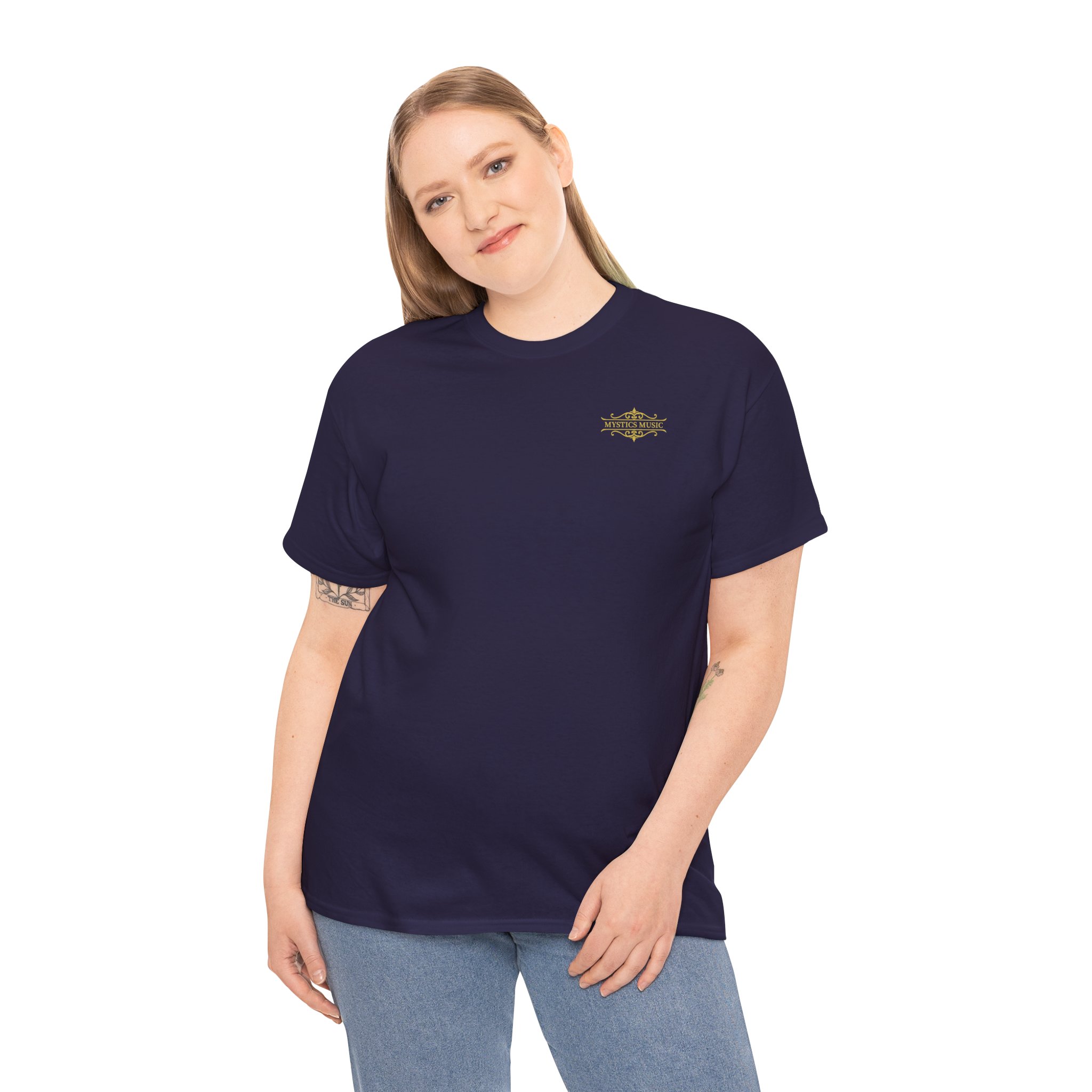 Mystics Music Unisex Heavy Cotton Short Sleeve T-Shirt (dark colors - left chest logo) - Image 39