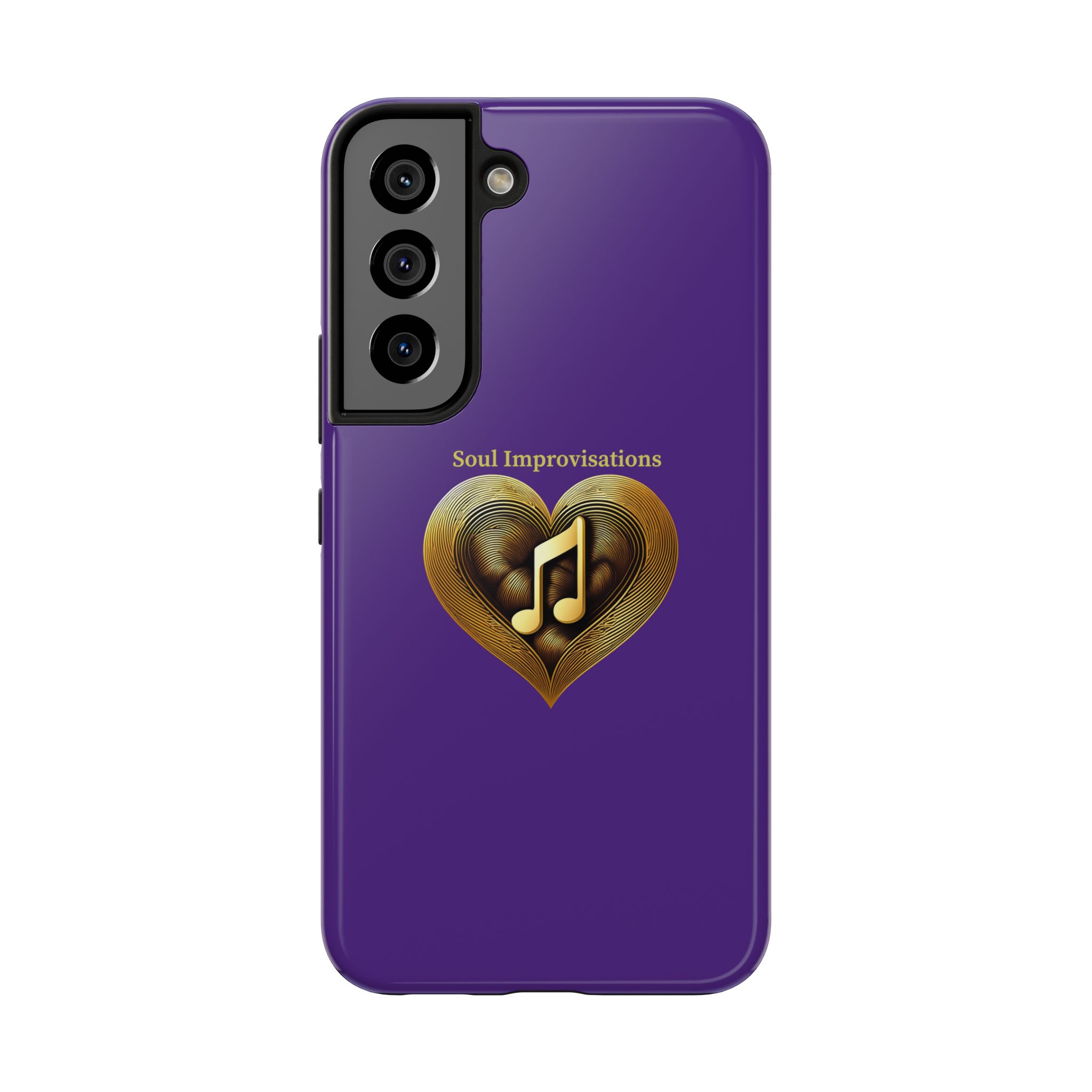Gold Musical Heart Tough Phone Case - Purple - Image 88