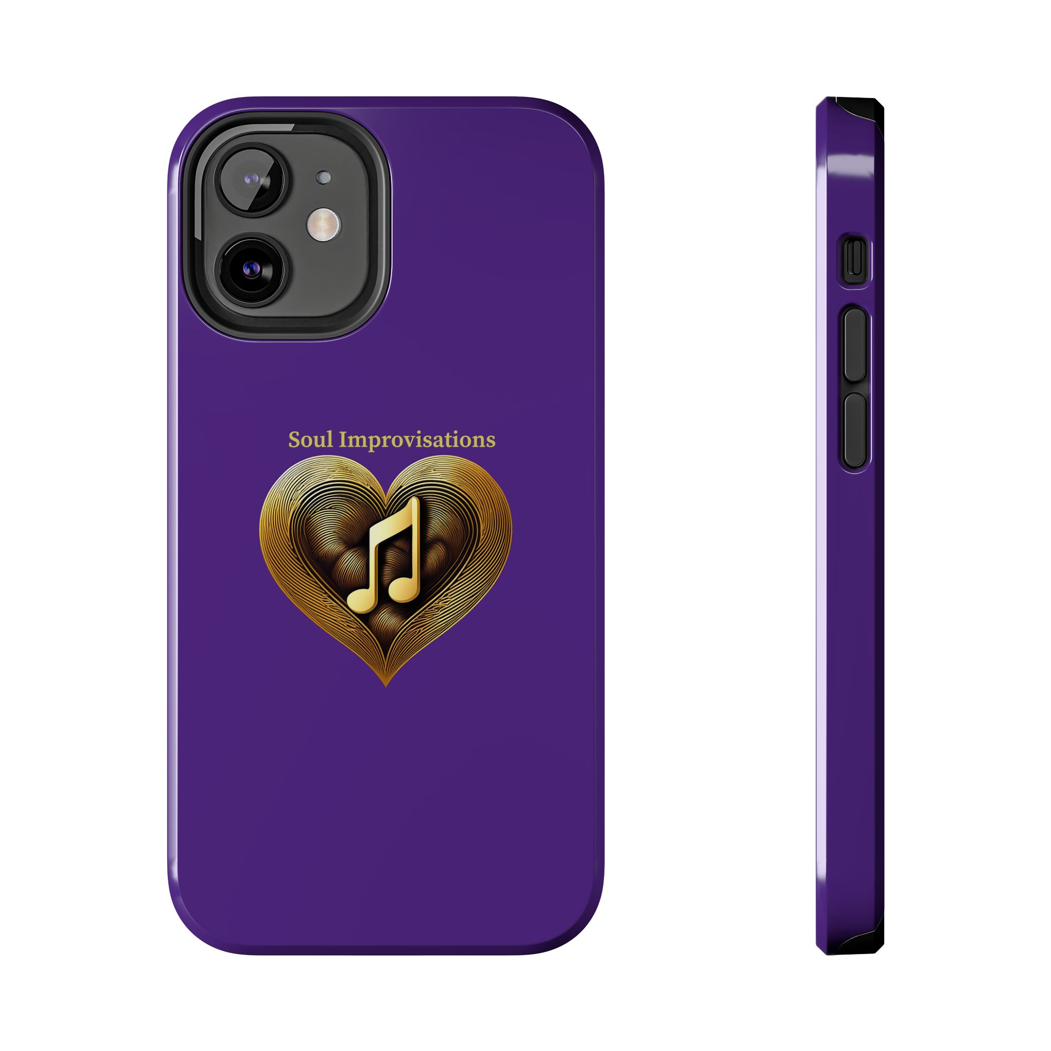 Gold Musical Heart Tough Phone Case - Purple - Image 32