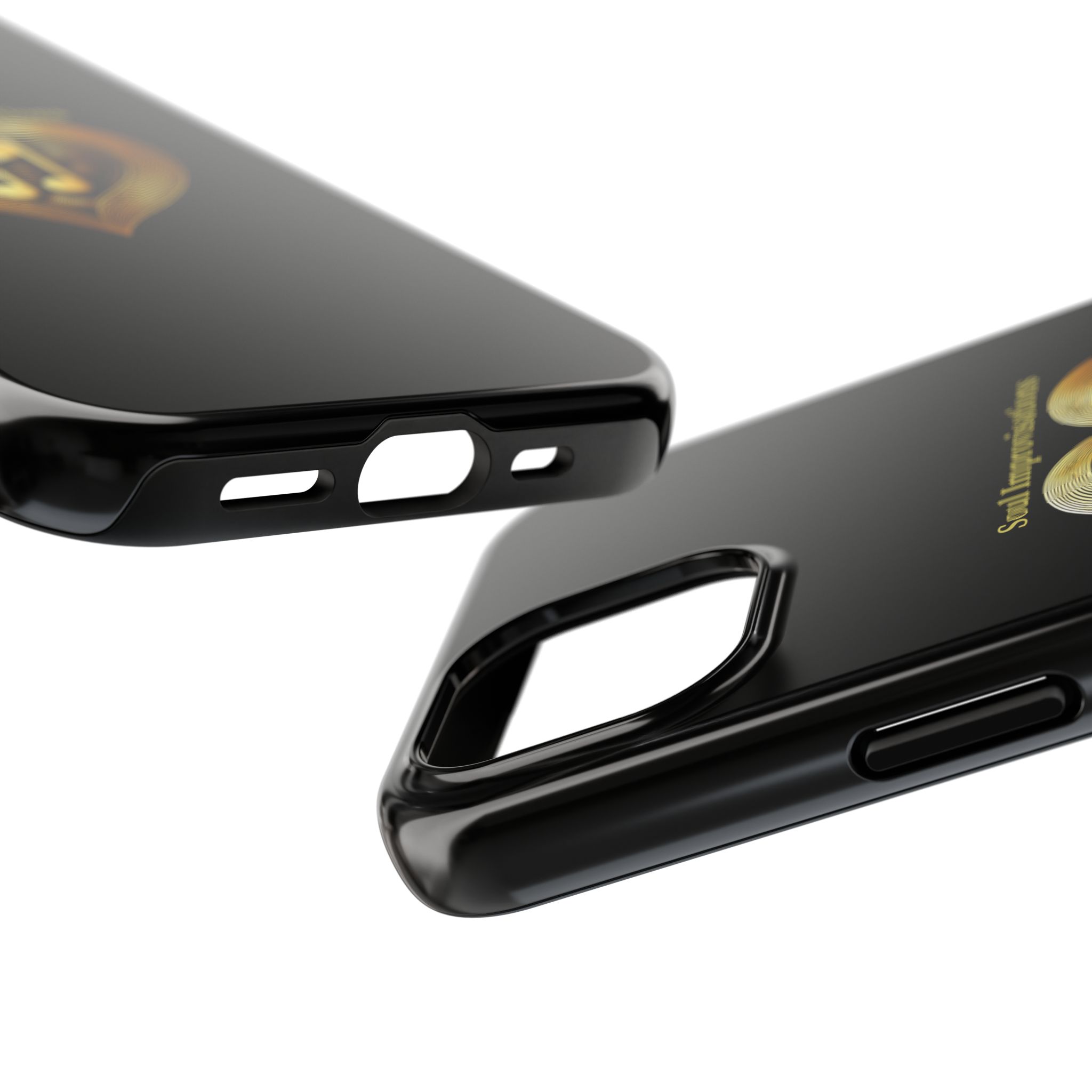 Gold Musical Heart Tough Phone Case - Black - Image 3