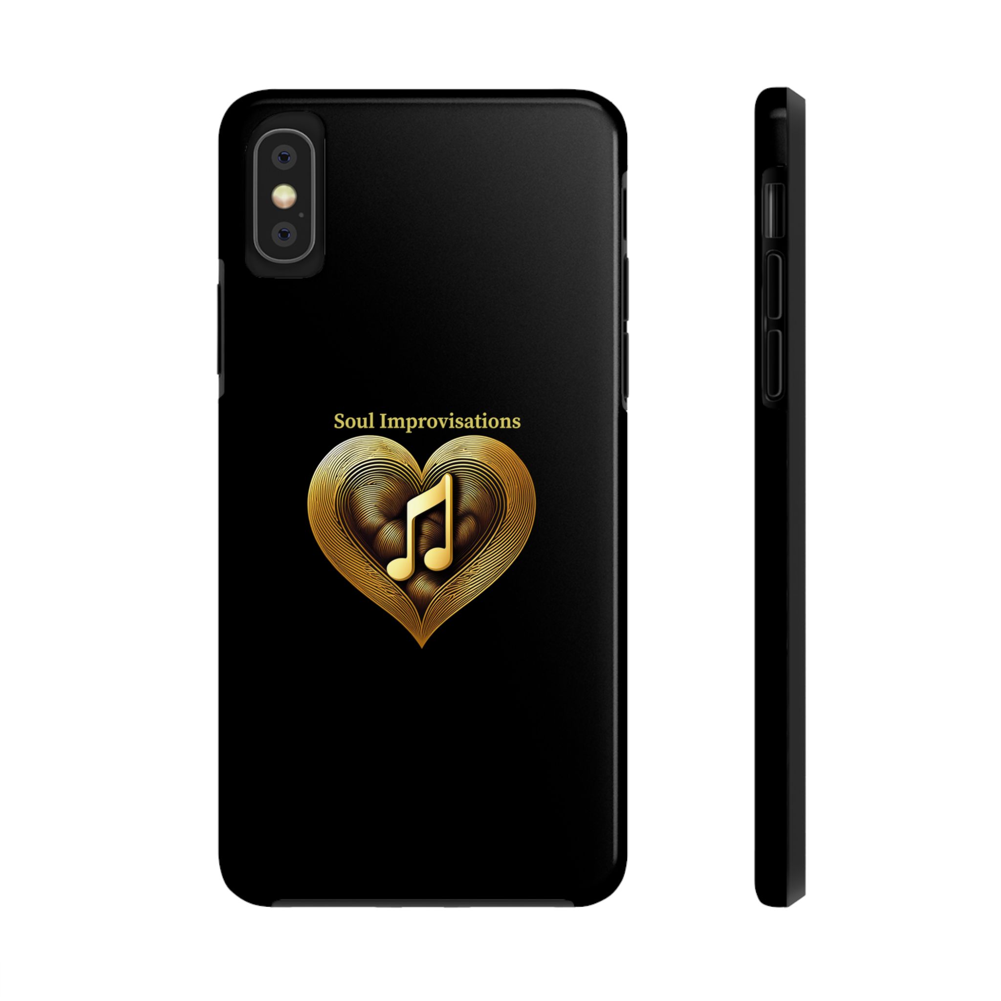 Gold Musical Heart Tough Phone Case - Black - Image 7