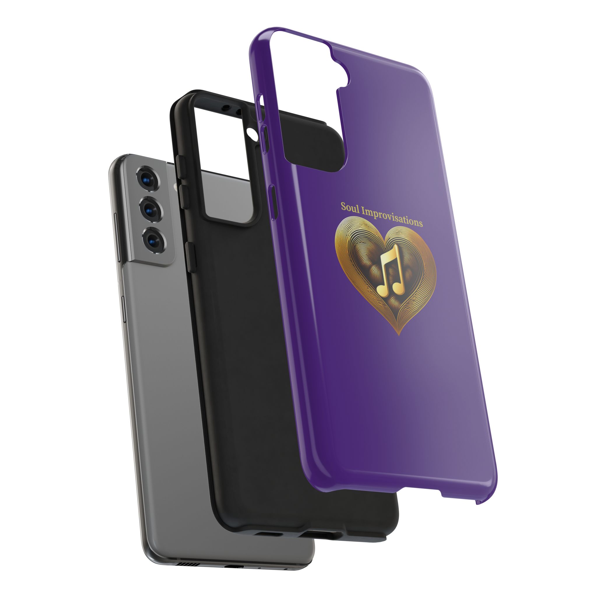 Gold Musical Heart Tough Phone Case - Purple - Image 95