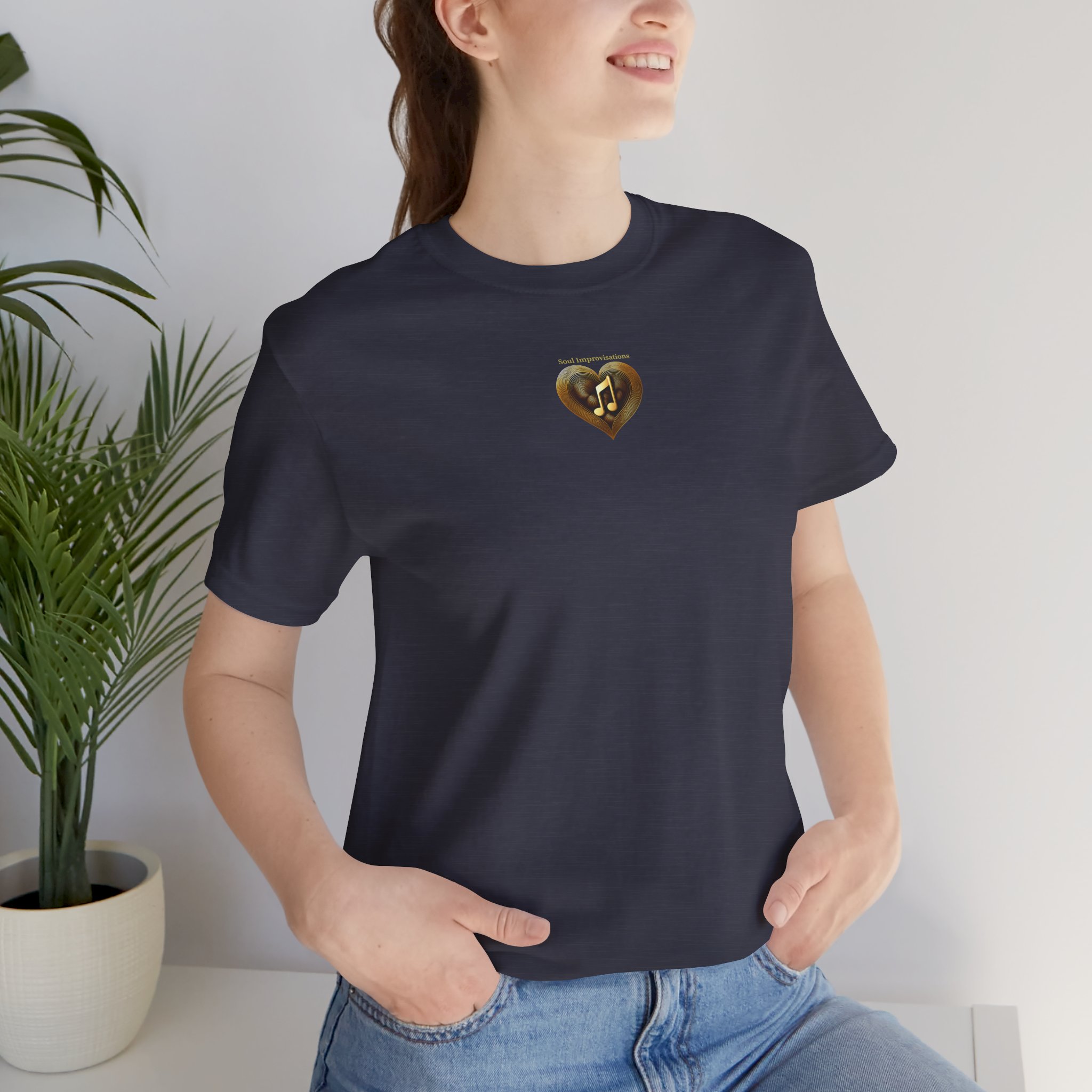 Gold Musical Heart Unisex Jersey Short Sleeve T-Shirt - Image 21