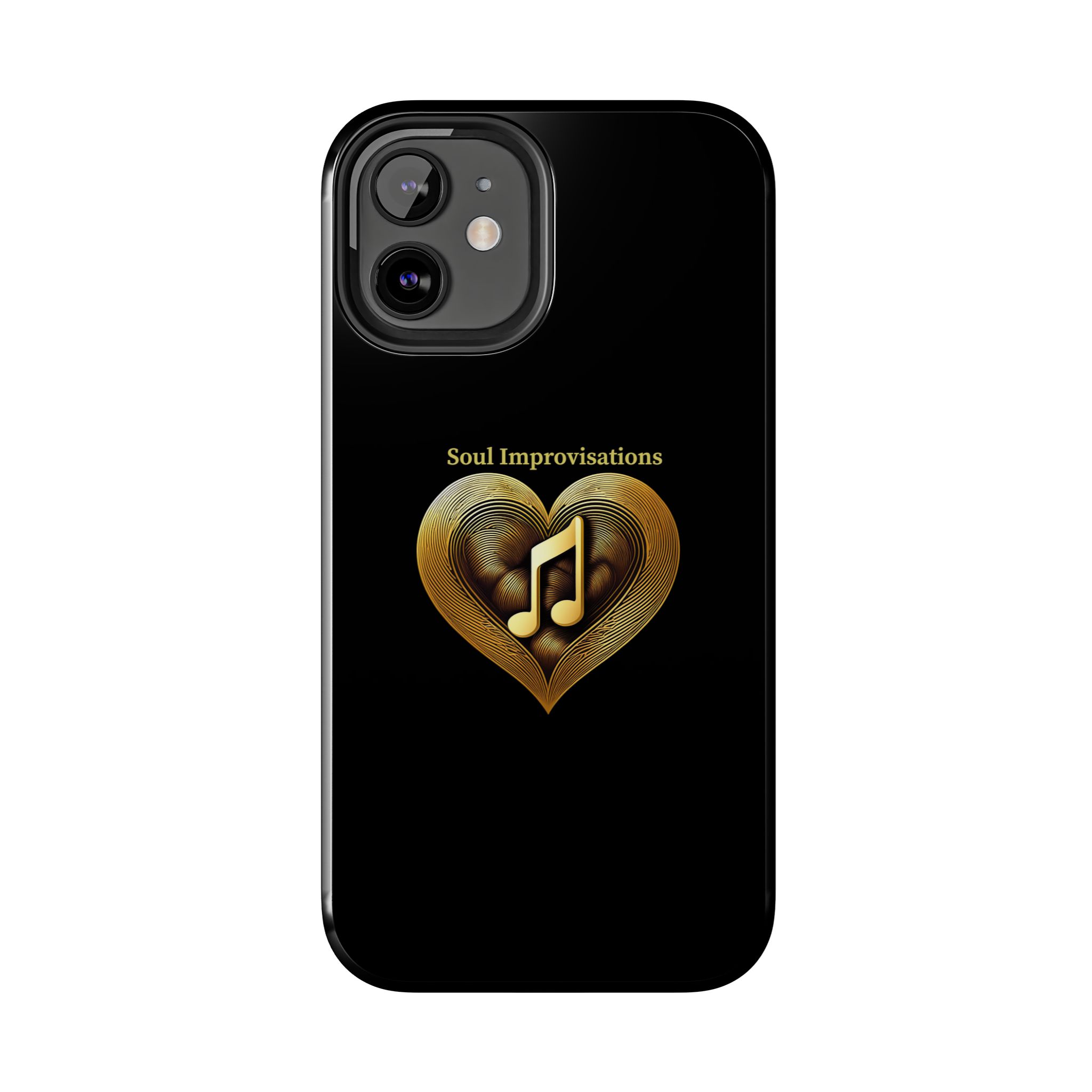 Gold Musical Heart Tough Phone Case - Black - Image 33