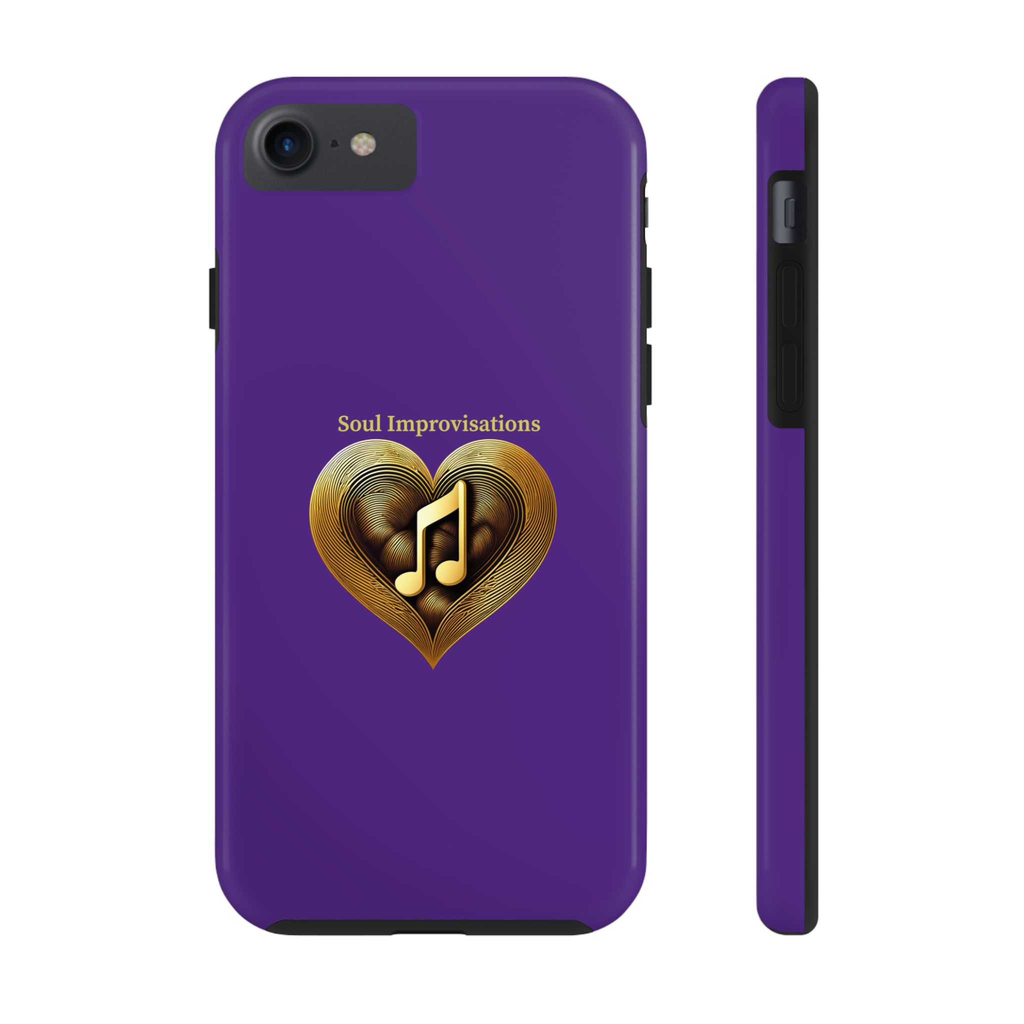 Gold Musical Heart Tough Phone Case - Purple - Image 6