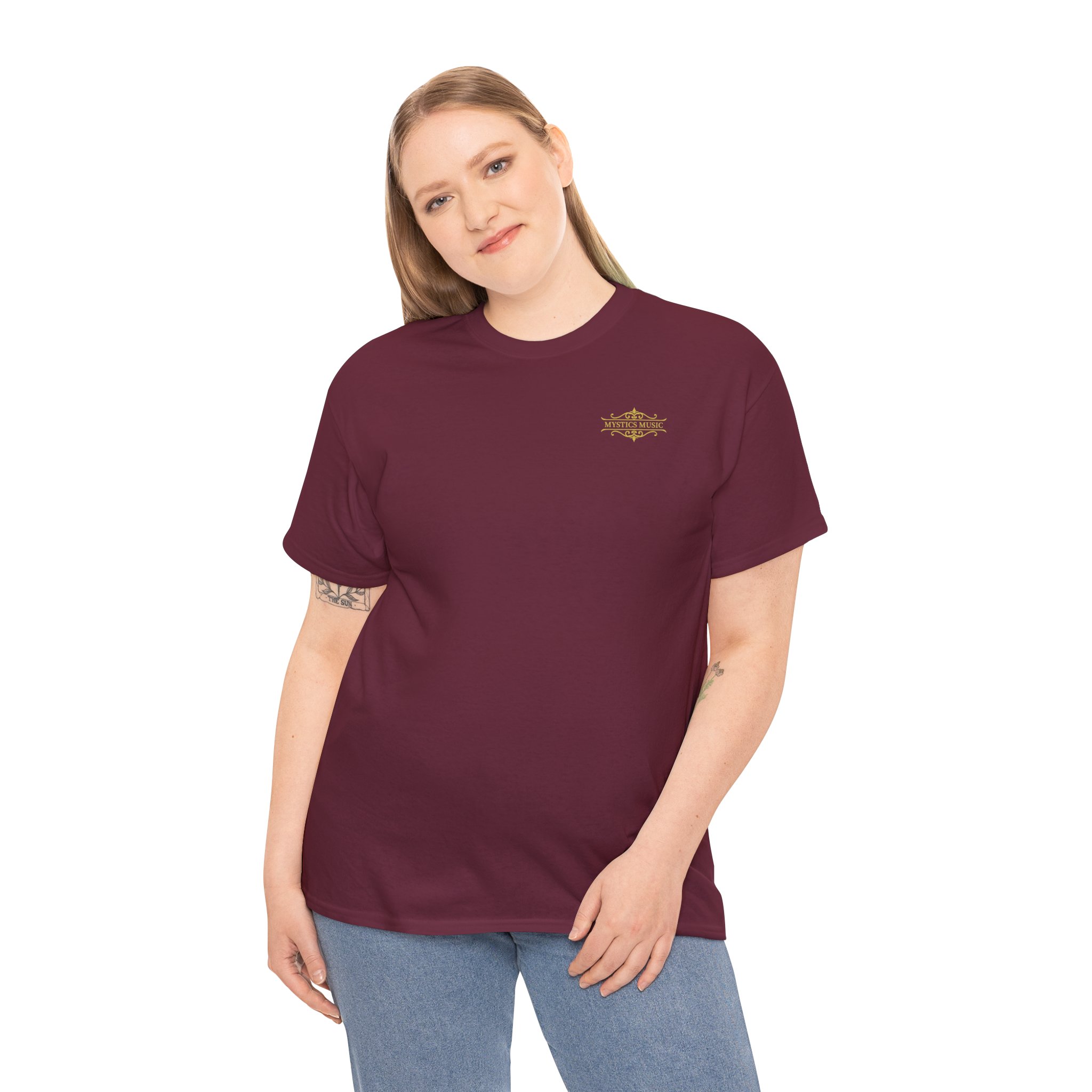 Mystics Music Unisex Heavy Cotton Short Sleeve T-Shirt (dark colors - left chest logo) - Image 11
