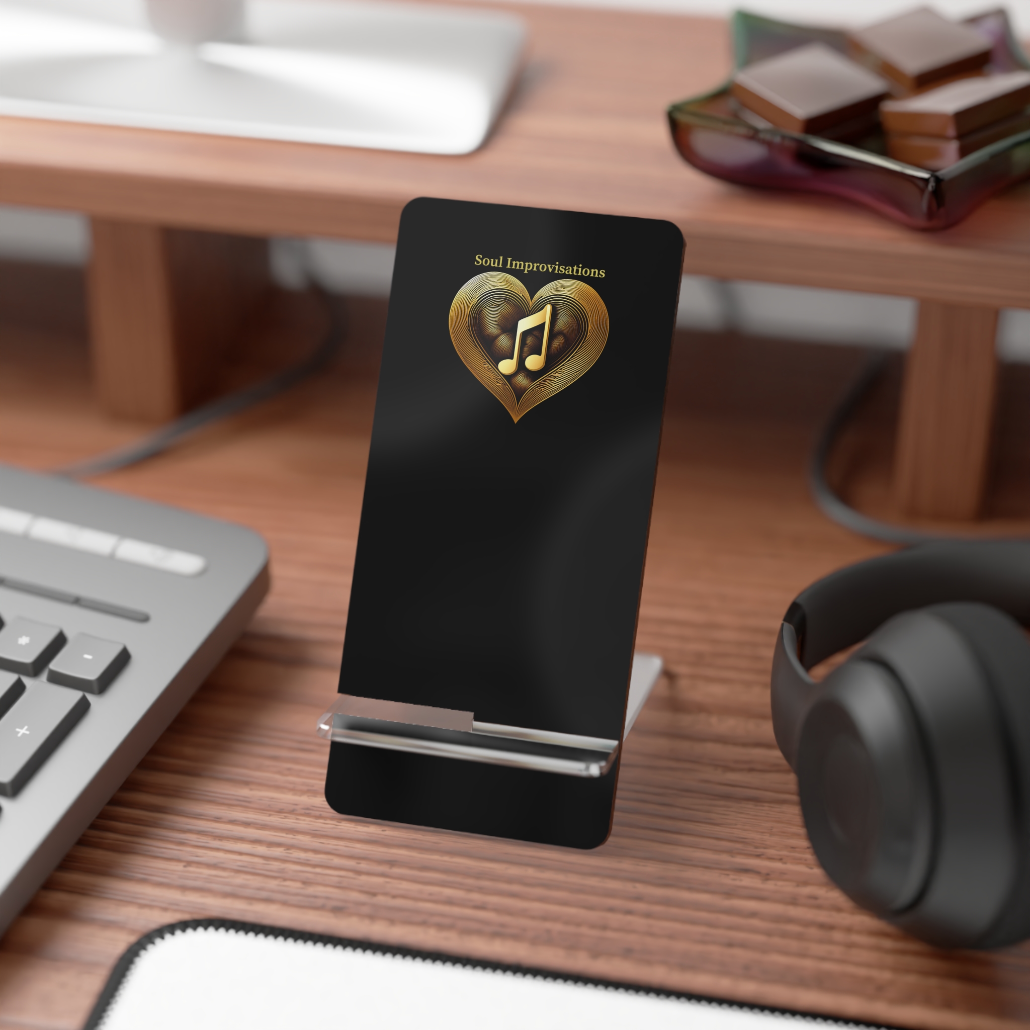 Gold Musical Heart Mobile Display Stand for Smartphones - Image 3