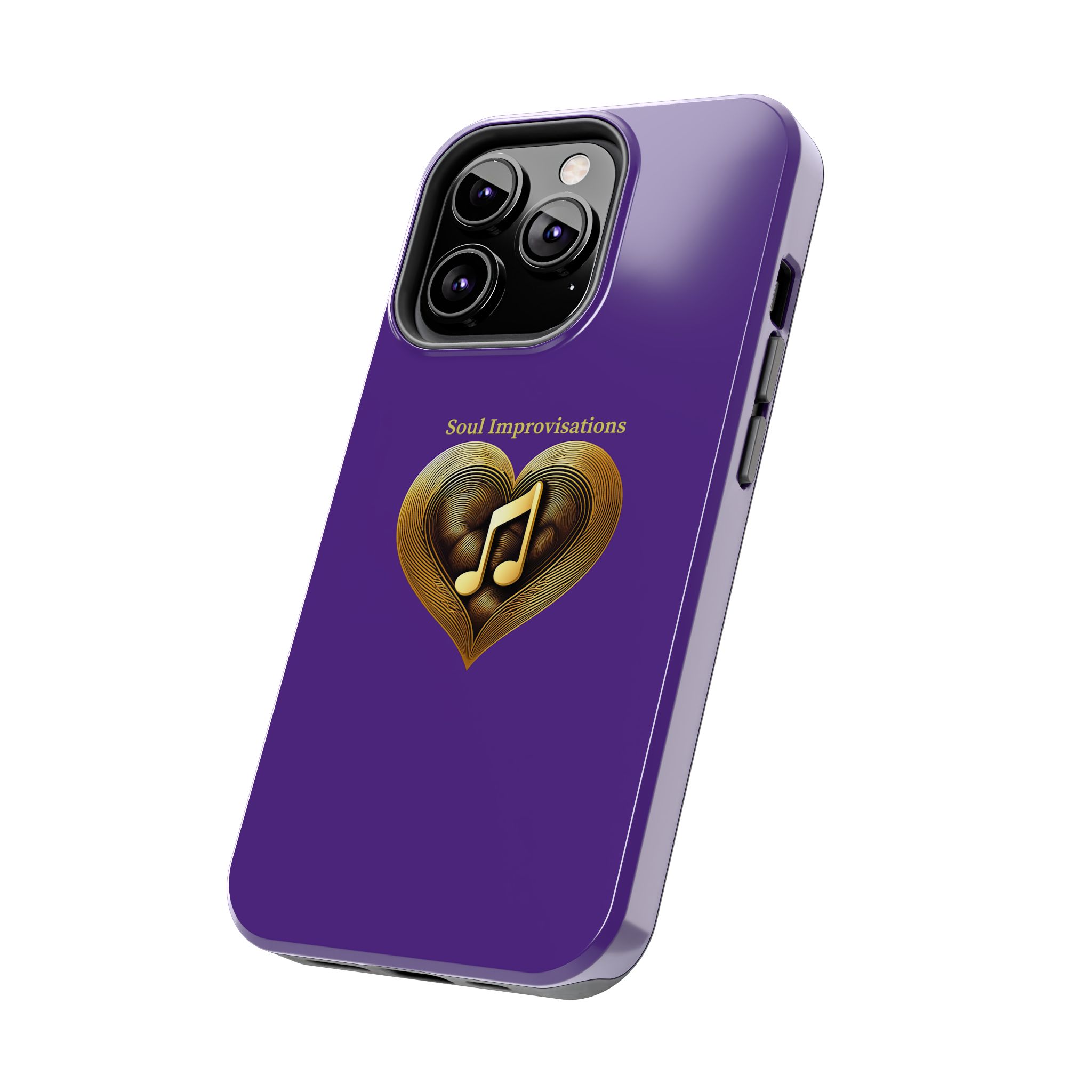 Gold Musical Heart Tough Phone Case - Purple - Image 54