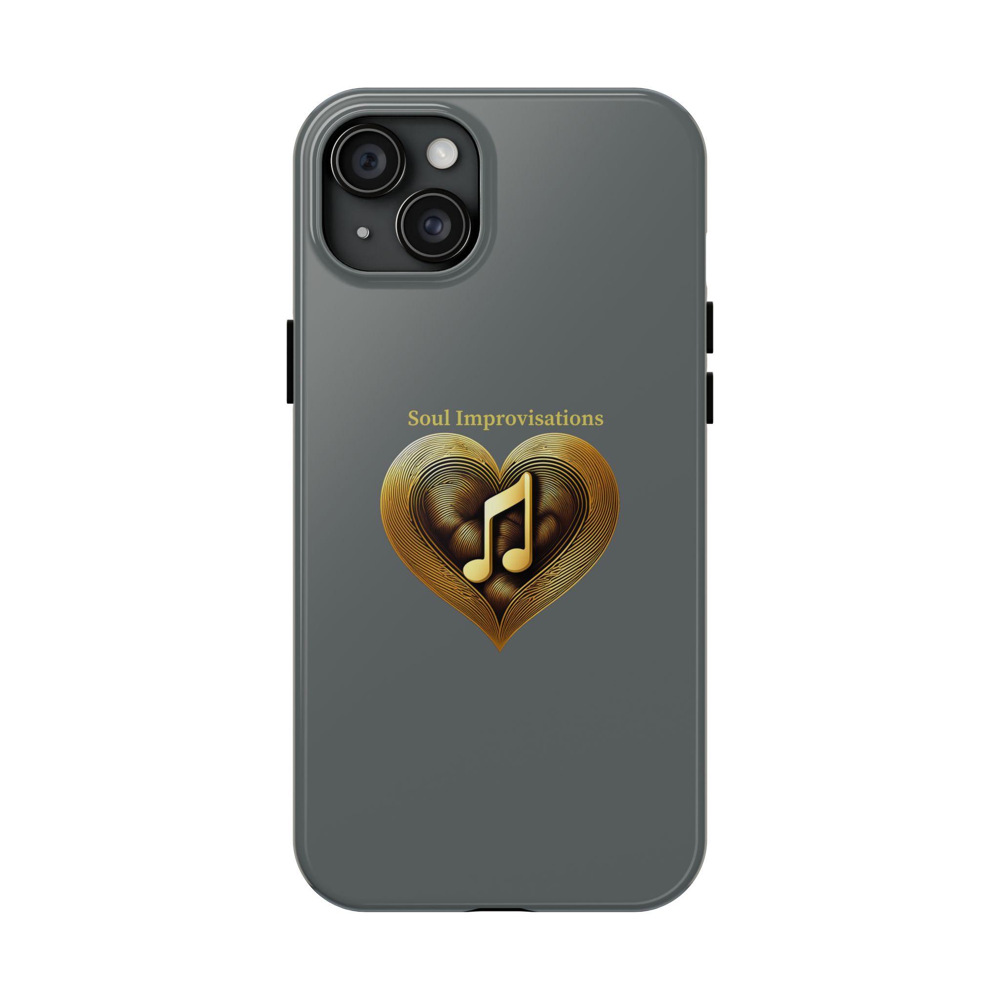 Gold Musical Heart Tough Phone Case - Grey - Image 72