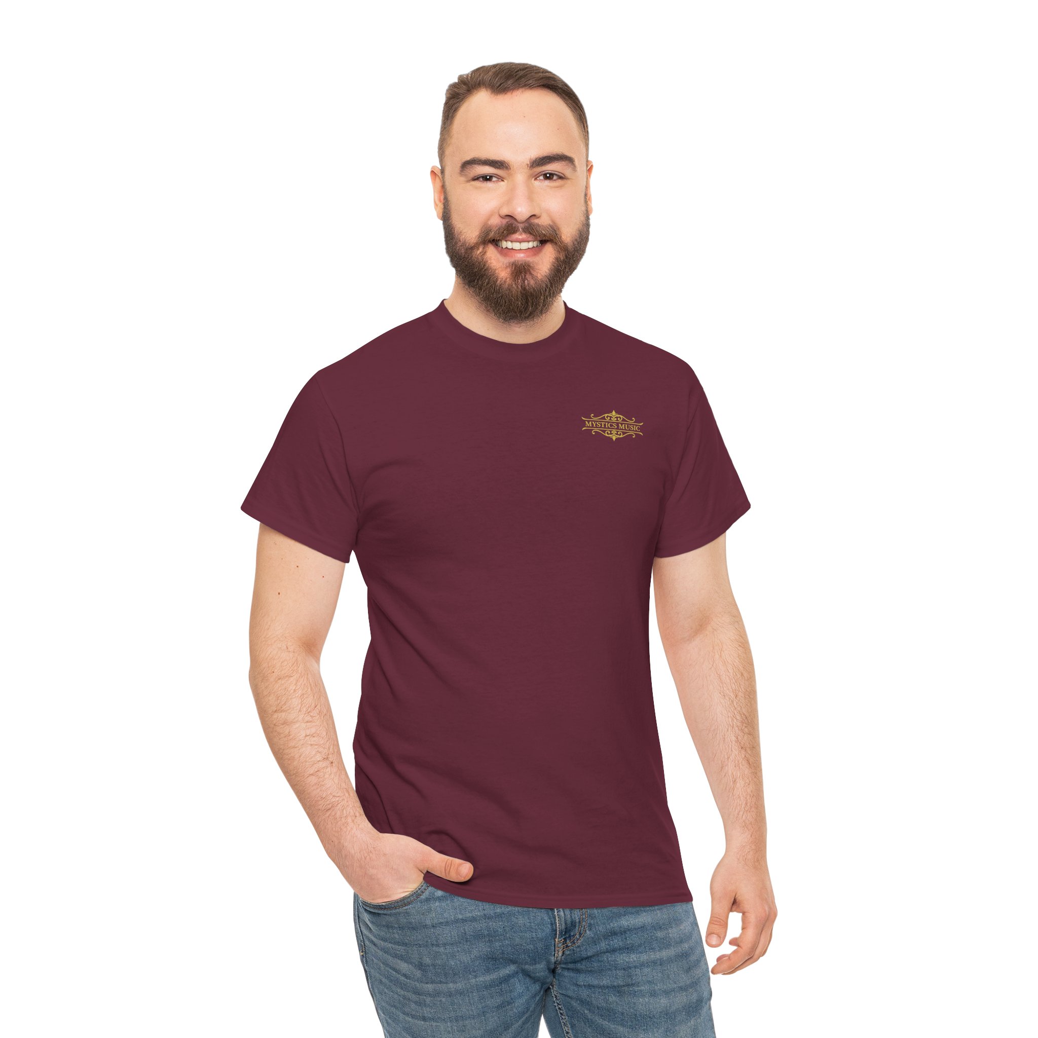 Mystics Music Unisex Heavy Cotton Short Sleeve T-Shirt (dark colors - left chest logo) - Image 12