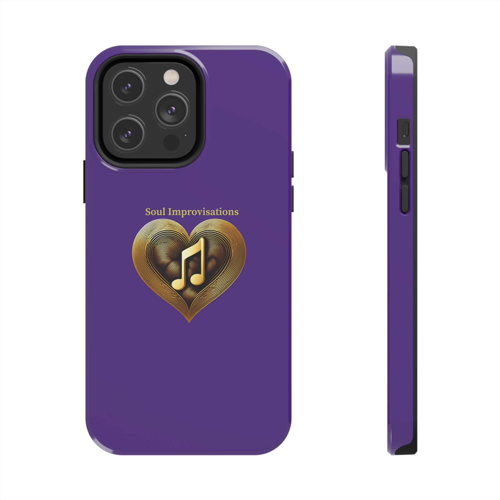 Gold Musical Heart Tough Phone Case - Purple - Image 64
