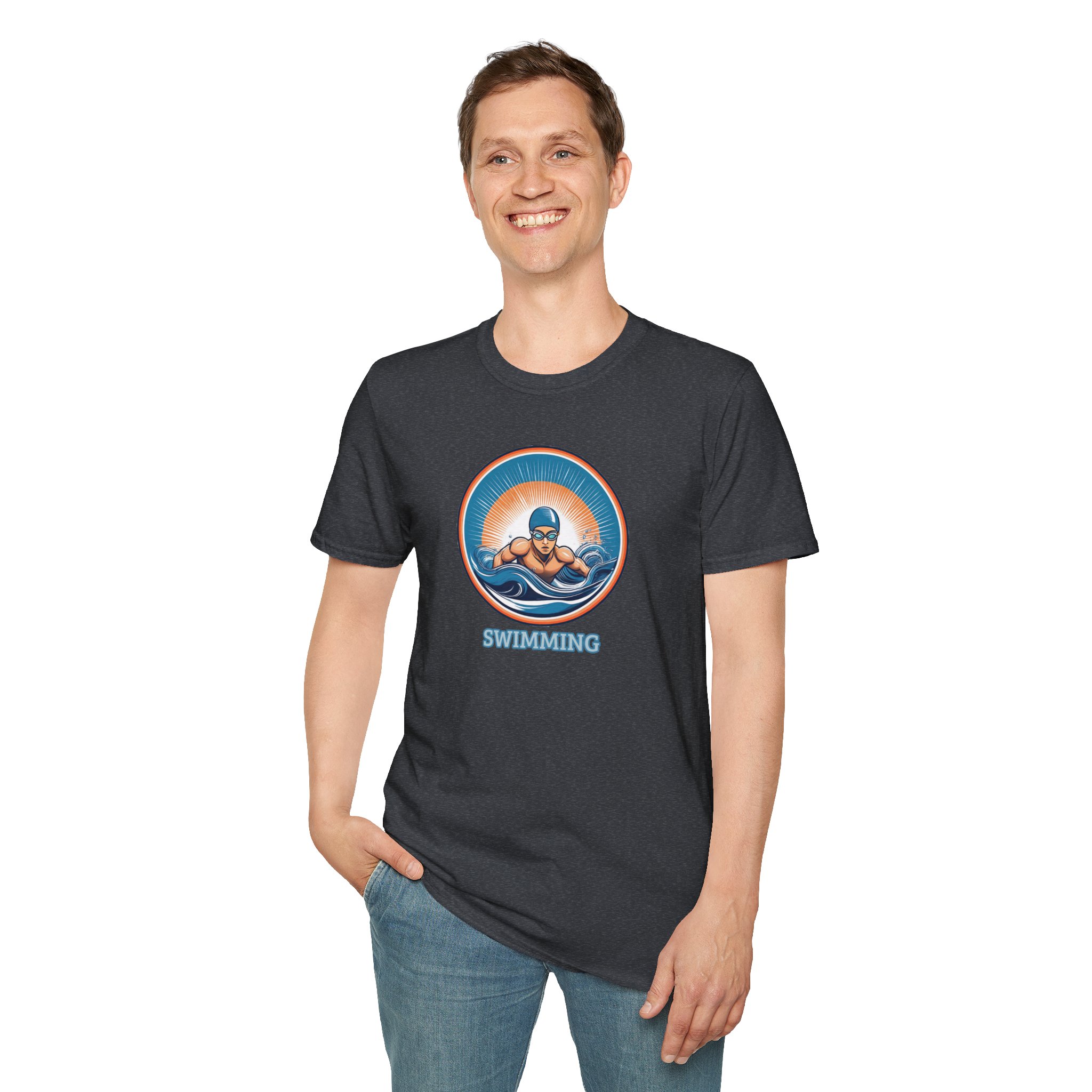Men's Swimming - Unisex Softstyle Short Sleeve T-Shirt - Image 5