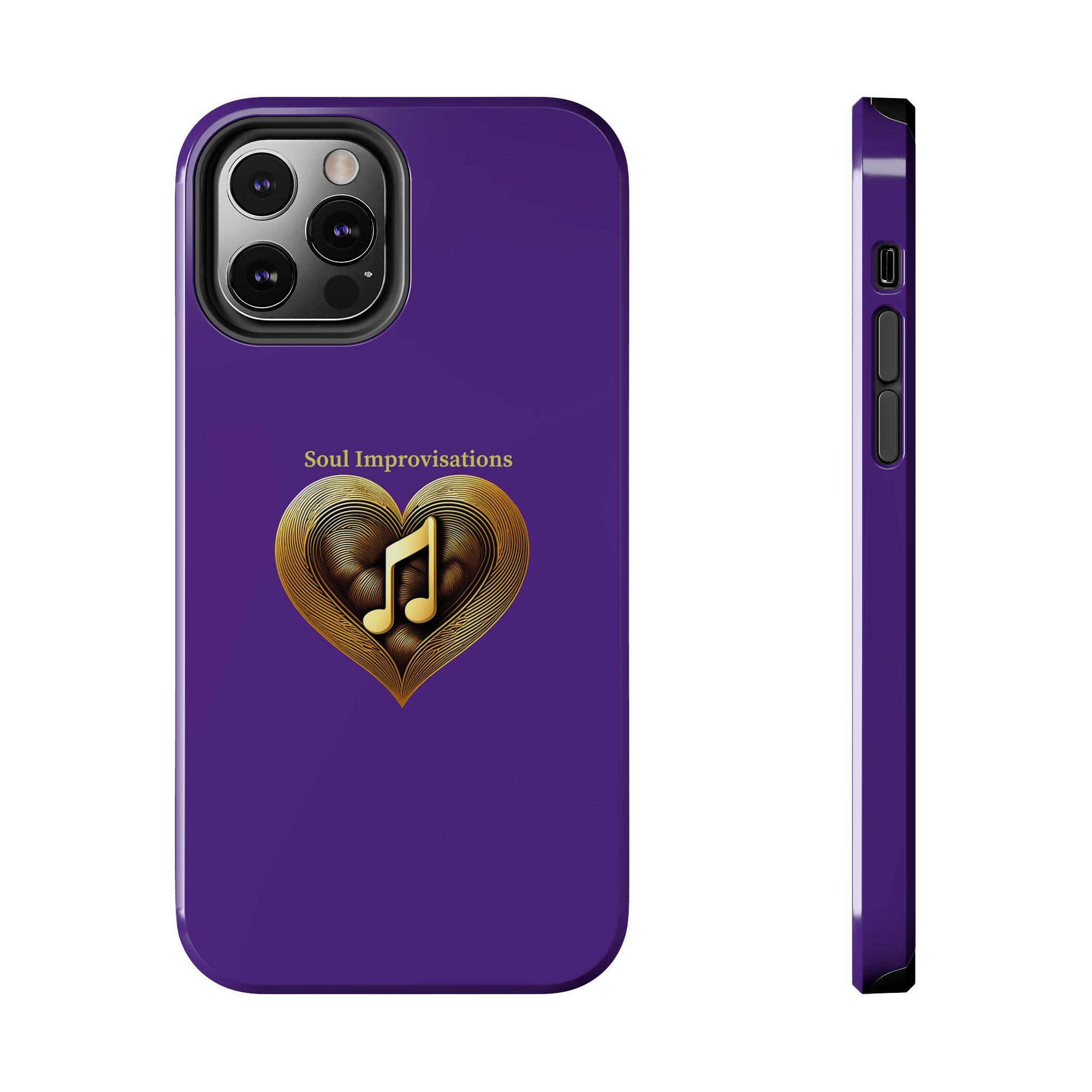 Gold Musical Heart Tough Phone Case - Purple - Image 36