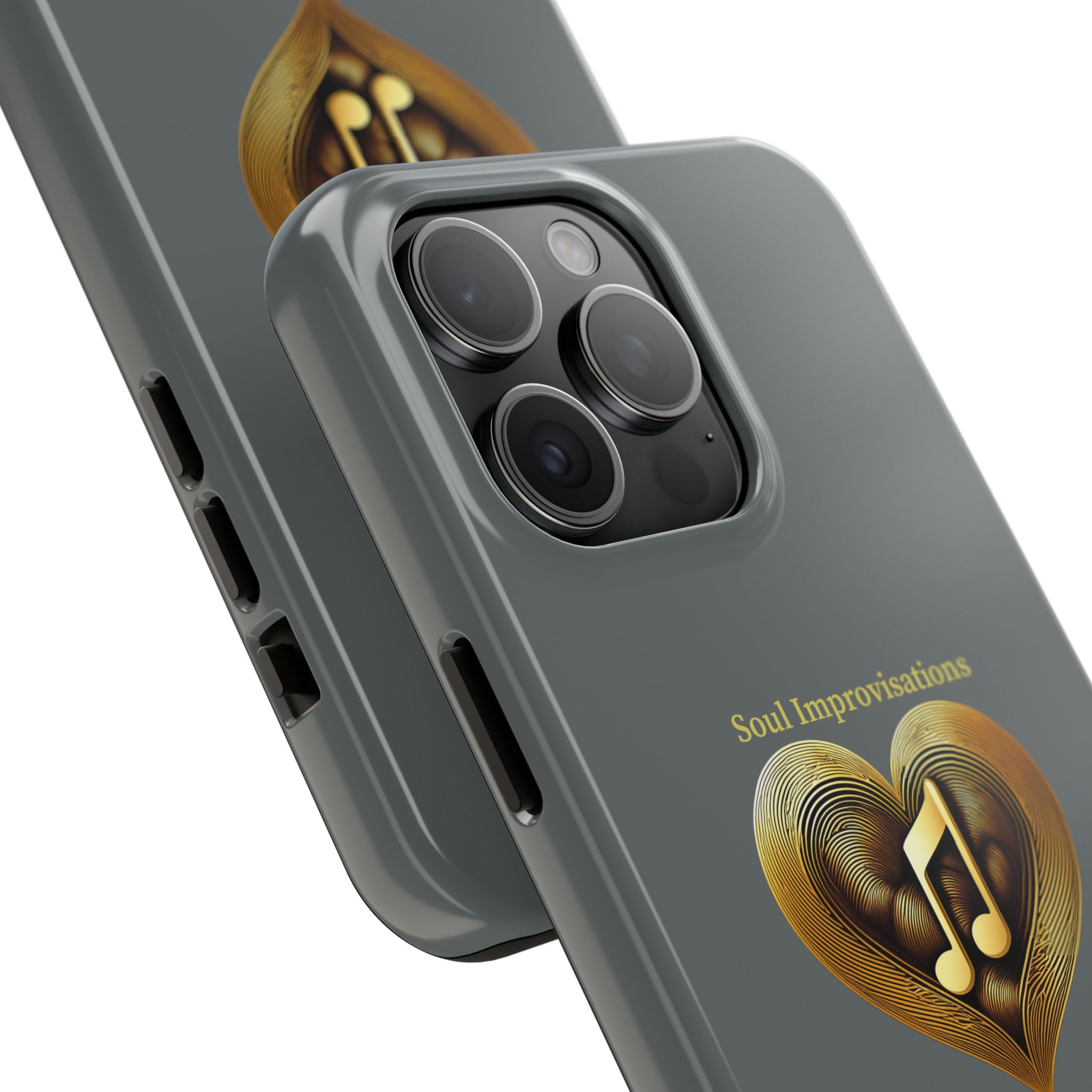 Gold Musical Heart Tough Phone Case - Grey - Image 77