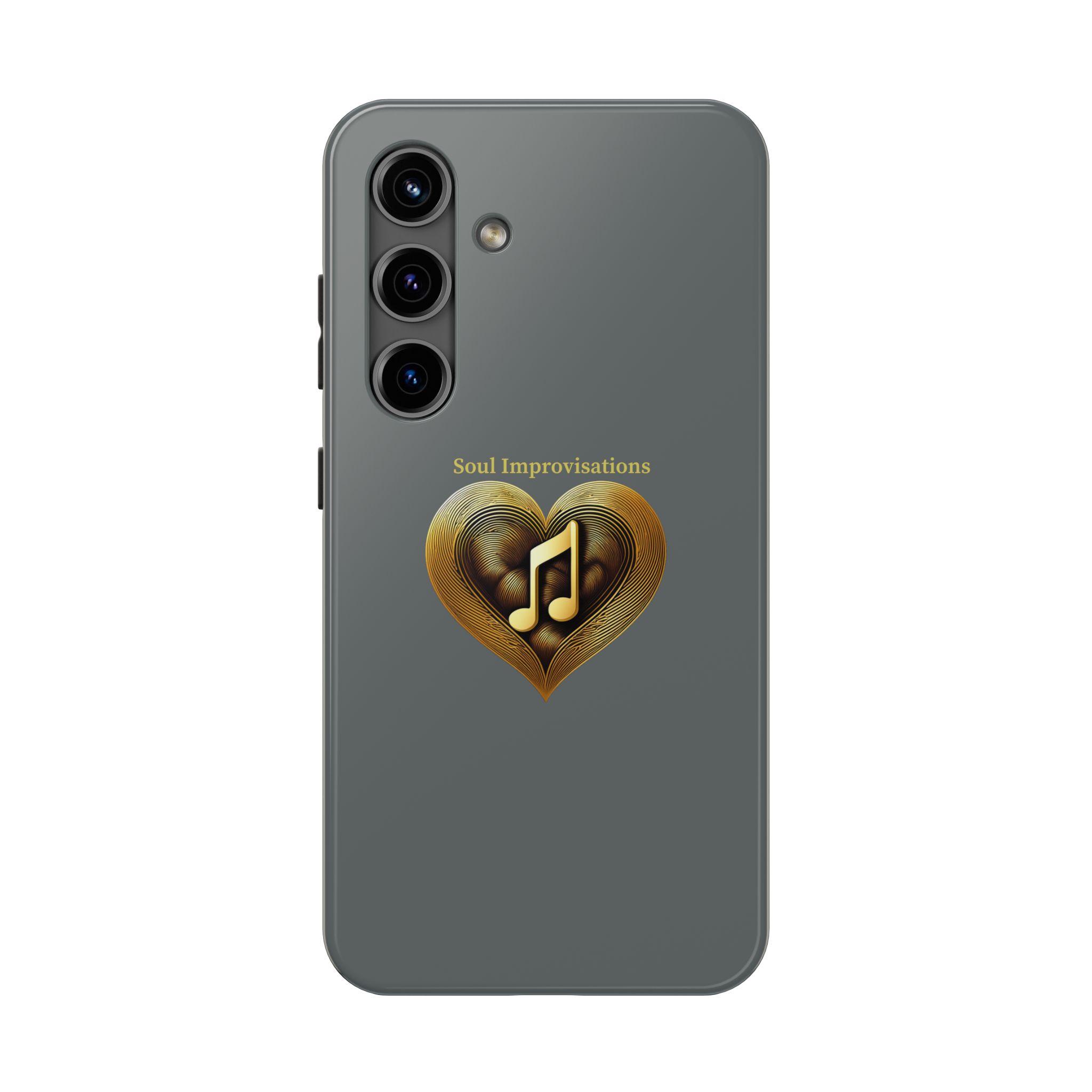 Gold Musical Heart Tough Phone Case - Grey - Image 80