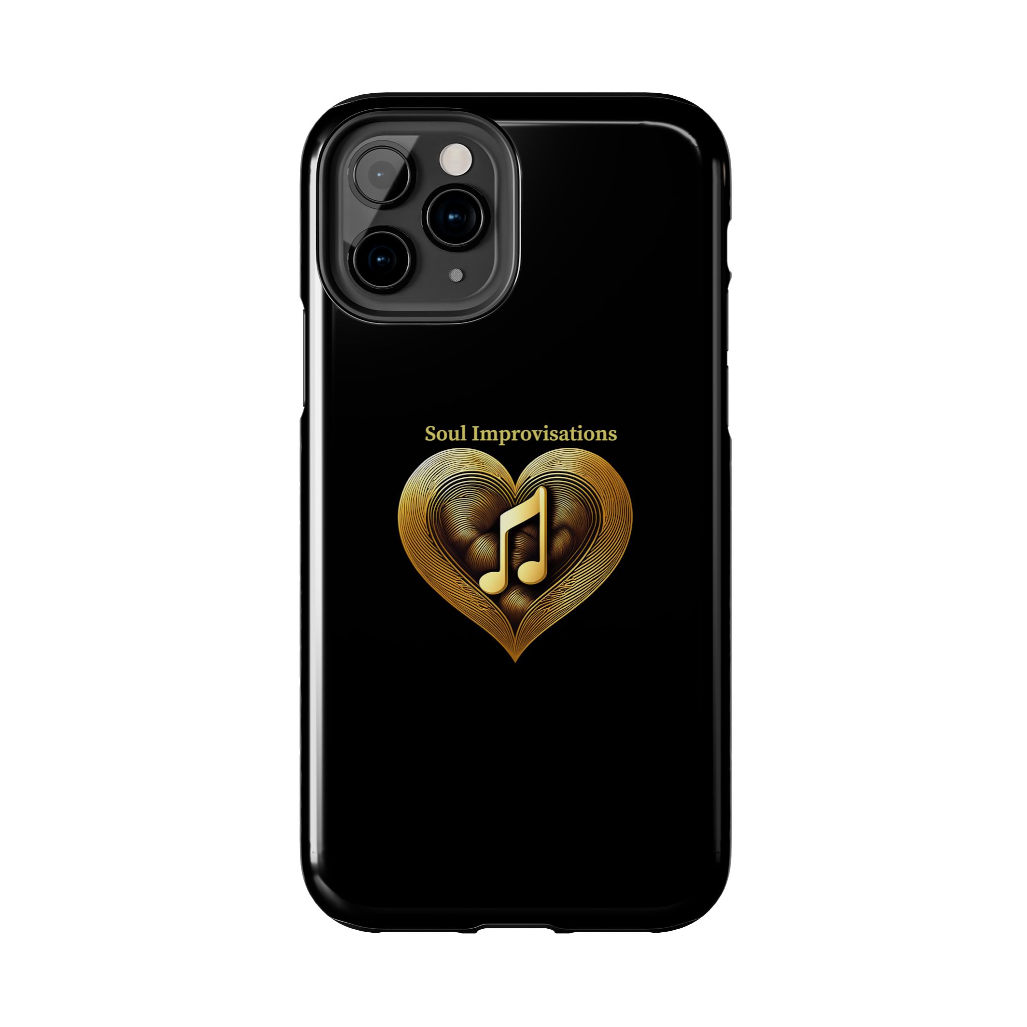 Gold Musical Heart Tough Phone Case - Black - Image 21