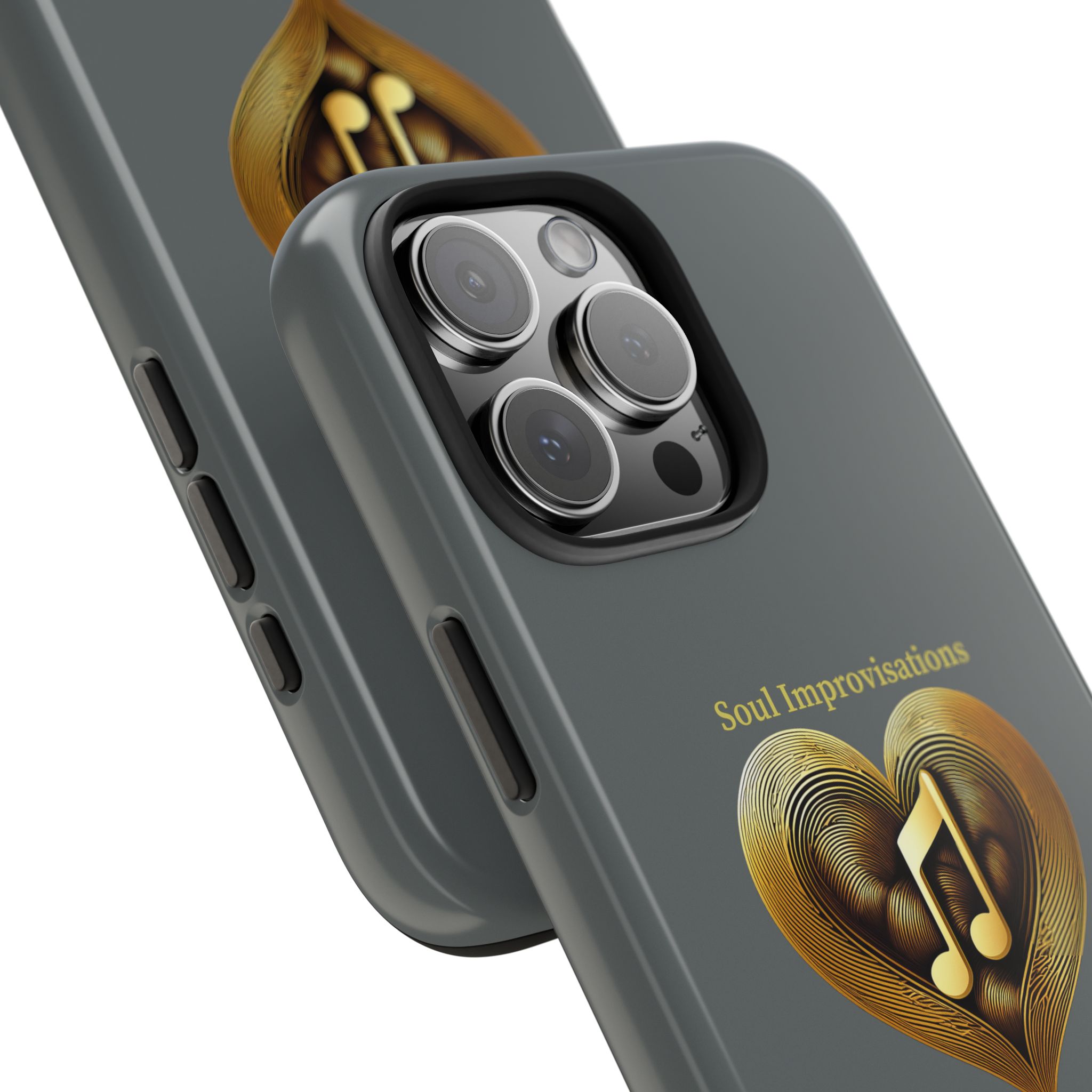 Gold Musical Heart Tough Phone Case - Grey - Image 100