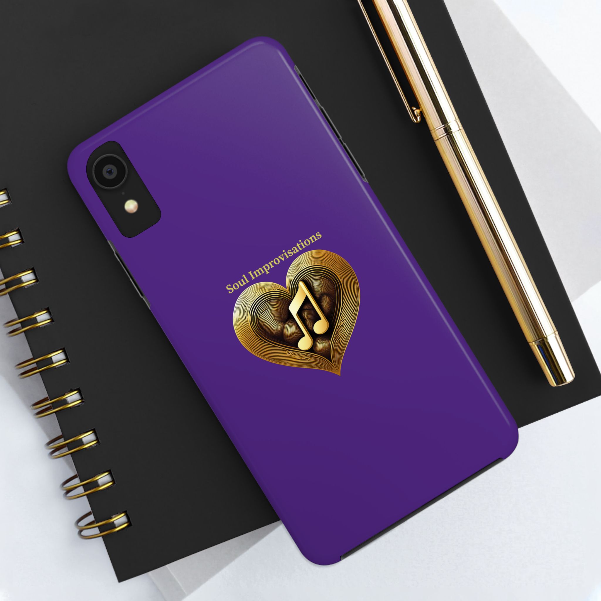 Gold Musical Heart Tough Phone Case - Purple - Image 11