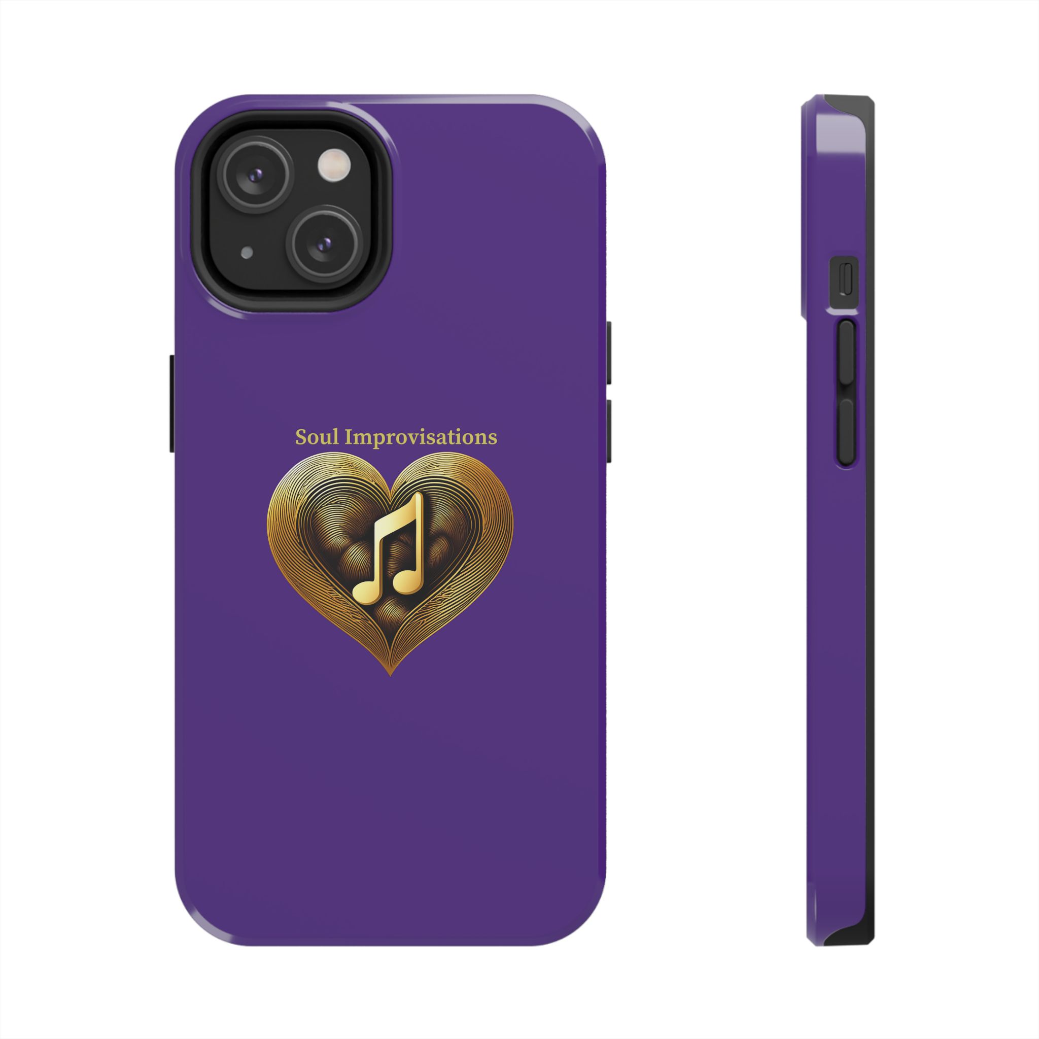 Gold Musical Heart Tough Phone Case - Purple - Image 60