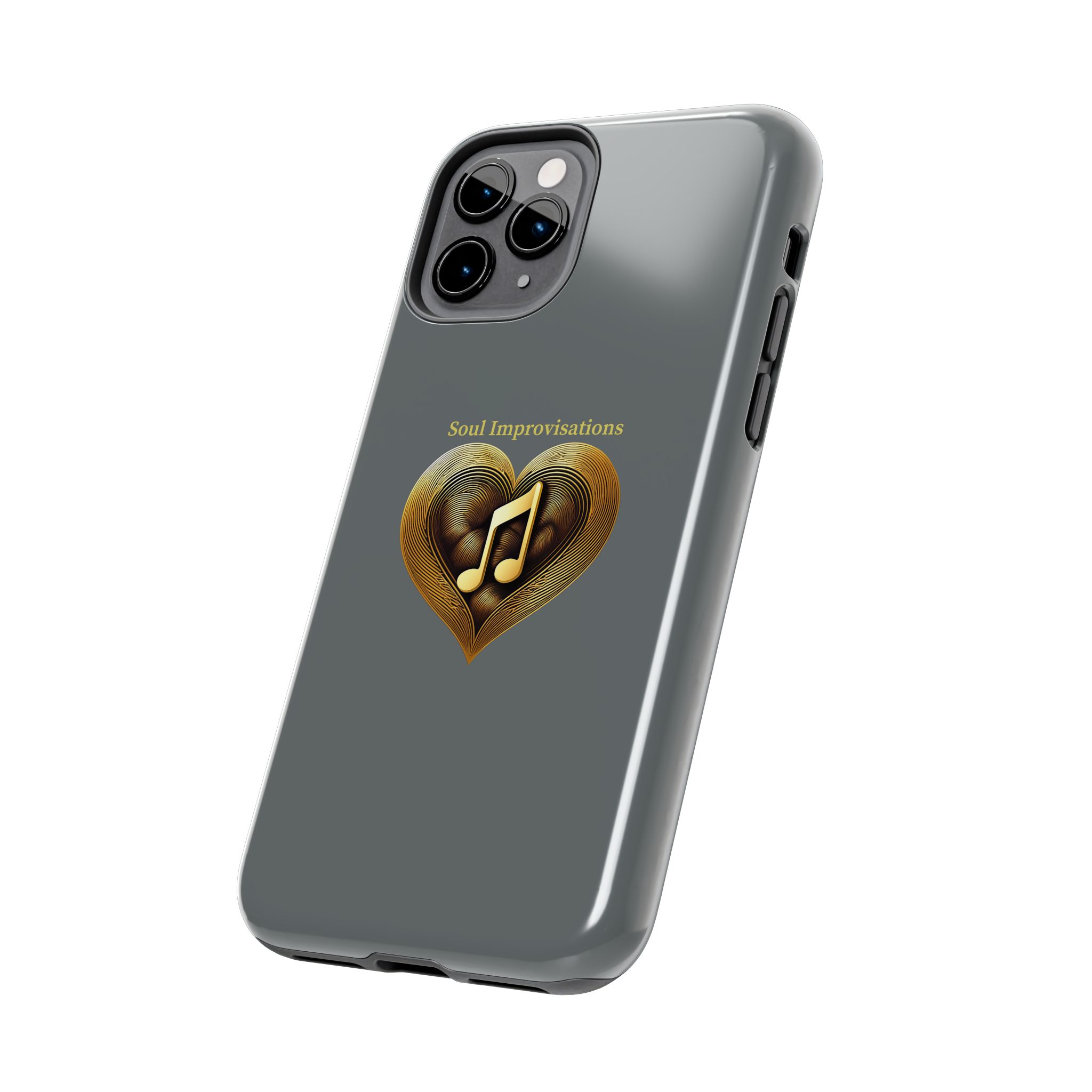 Gold Musical Heart Tough Phone Case - Grey - Image 22