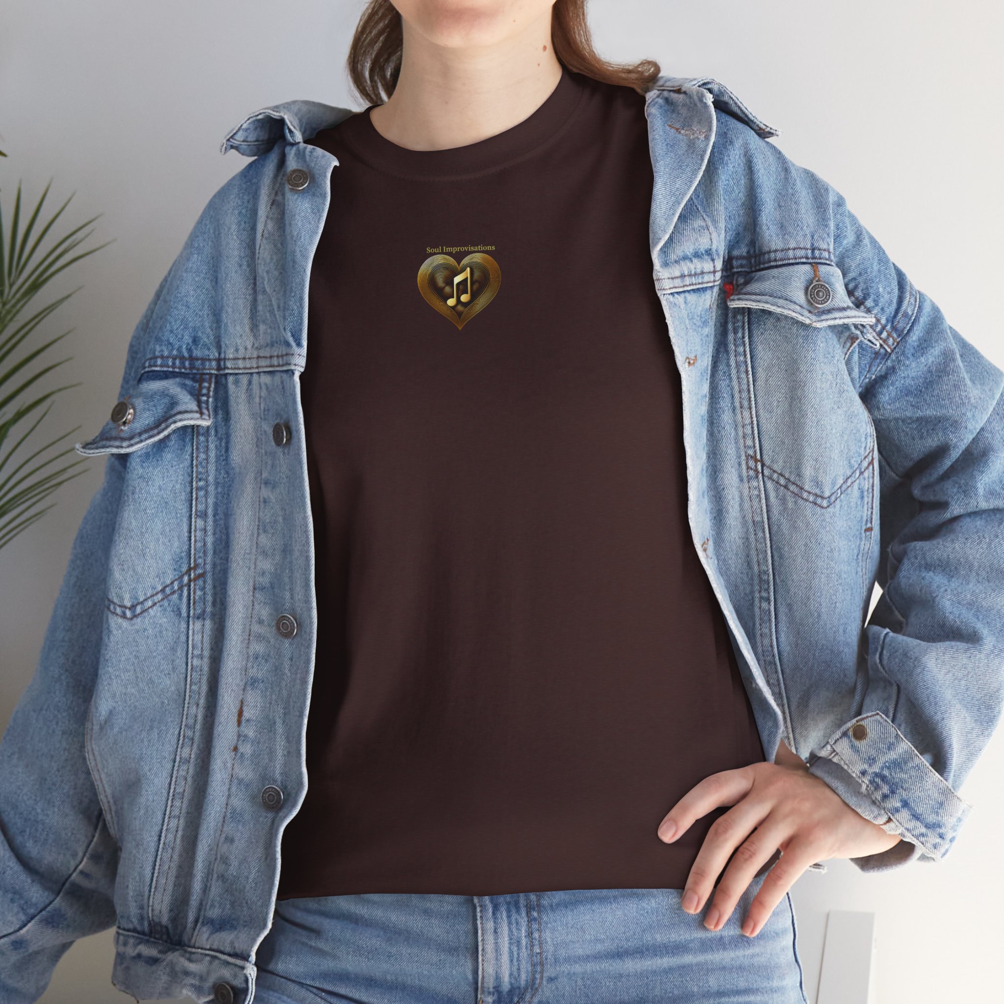 Gold Musical Heart Unisex Heavy Cotton Short Sleeve T-Shirt - Image 10