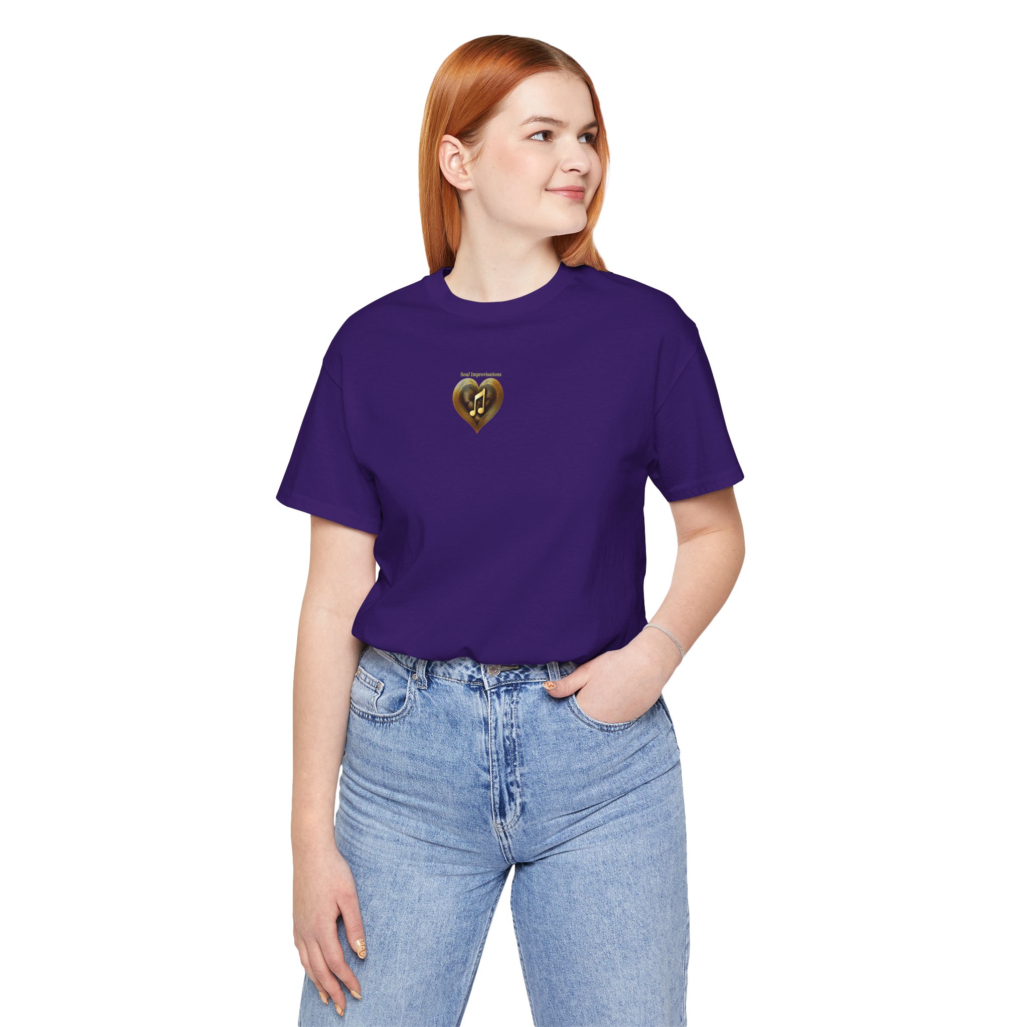 Gold Musical Heart Unisex Jersey Short Sleeve T-Shirt - Image 42