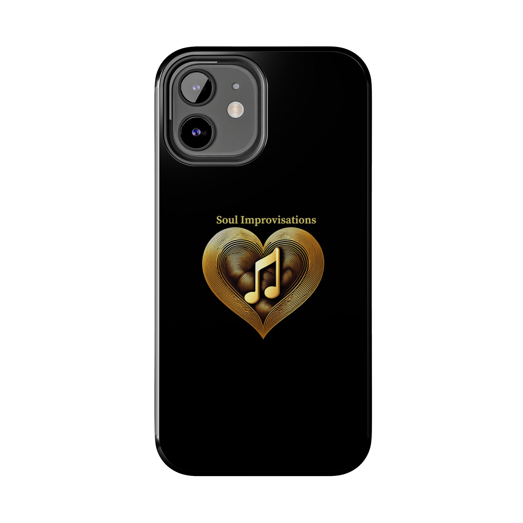 Gold Musical Heart Tough Phone Case - Black - Image 29