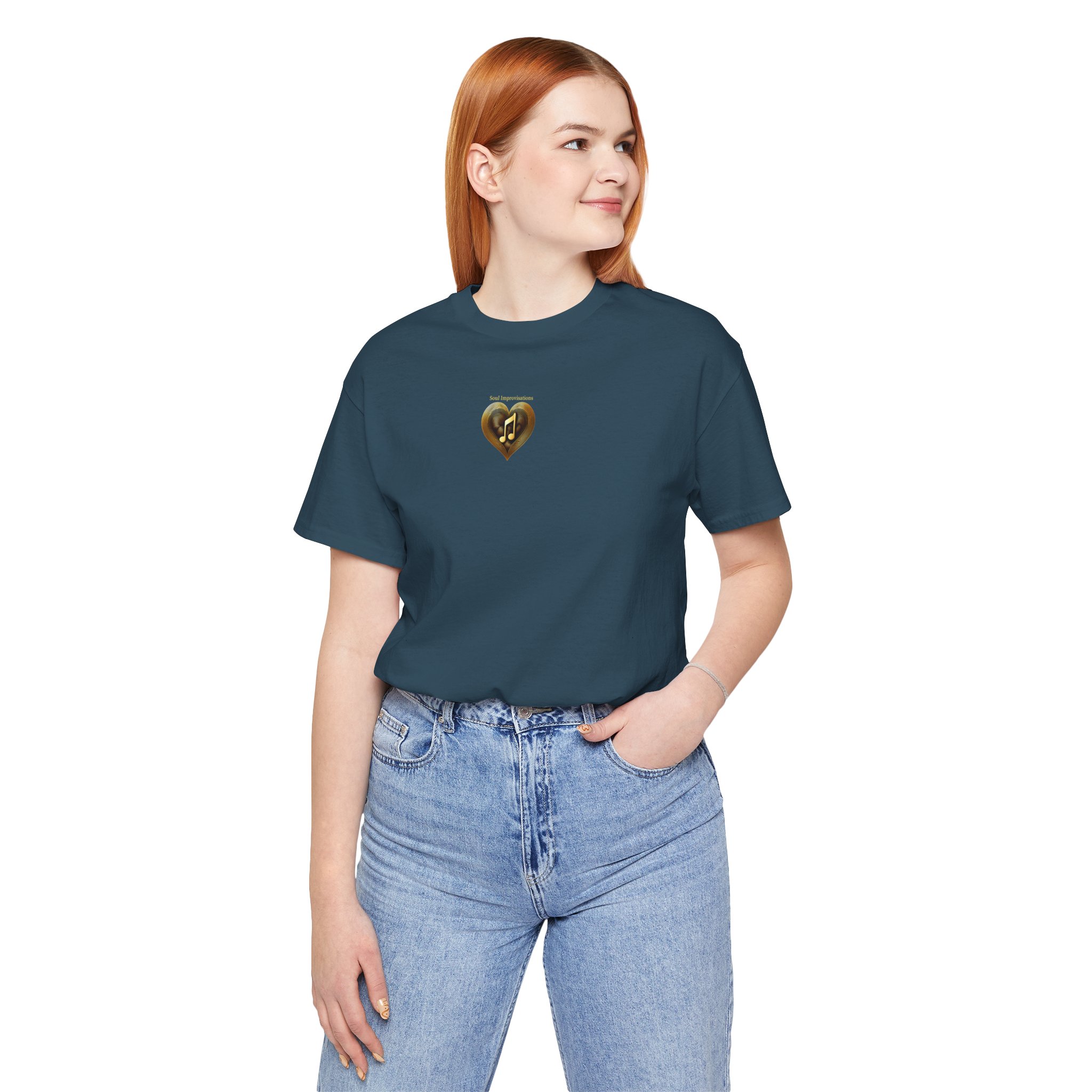 Gold Musical Heart Unisex Jersey Short Sleeve T-Shirt - Image 2