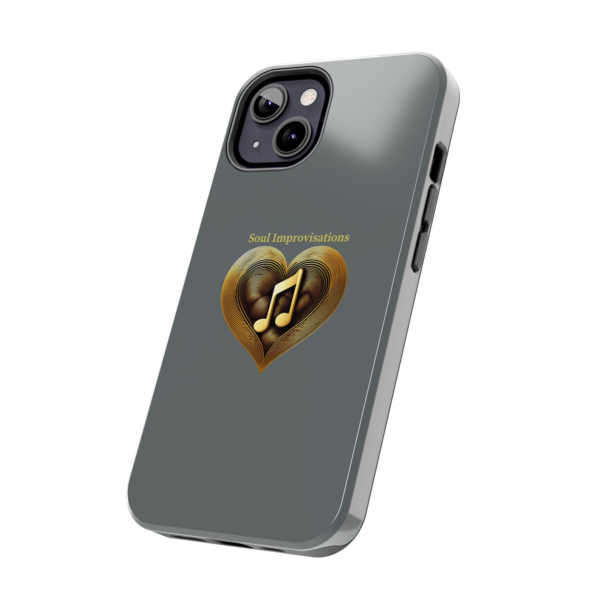 Gold Musical Heart Tough Phone Case - Grey - Image 46