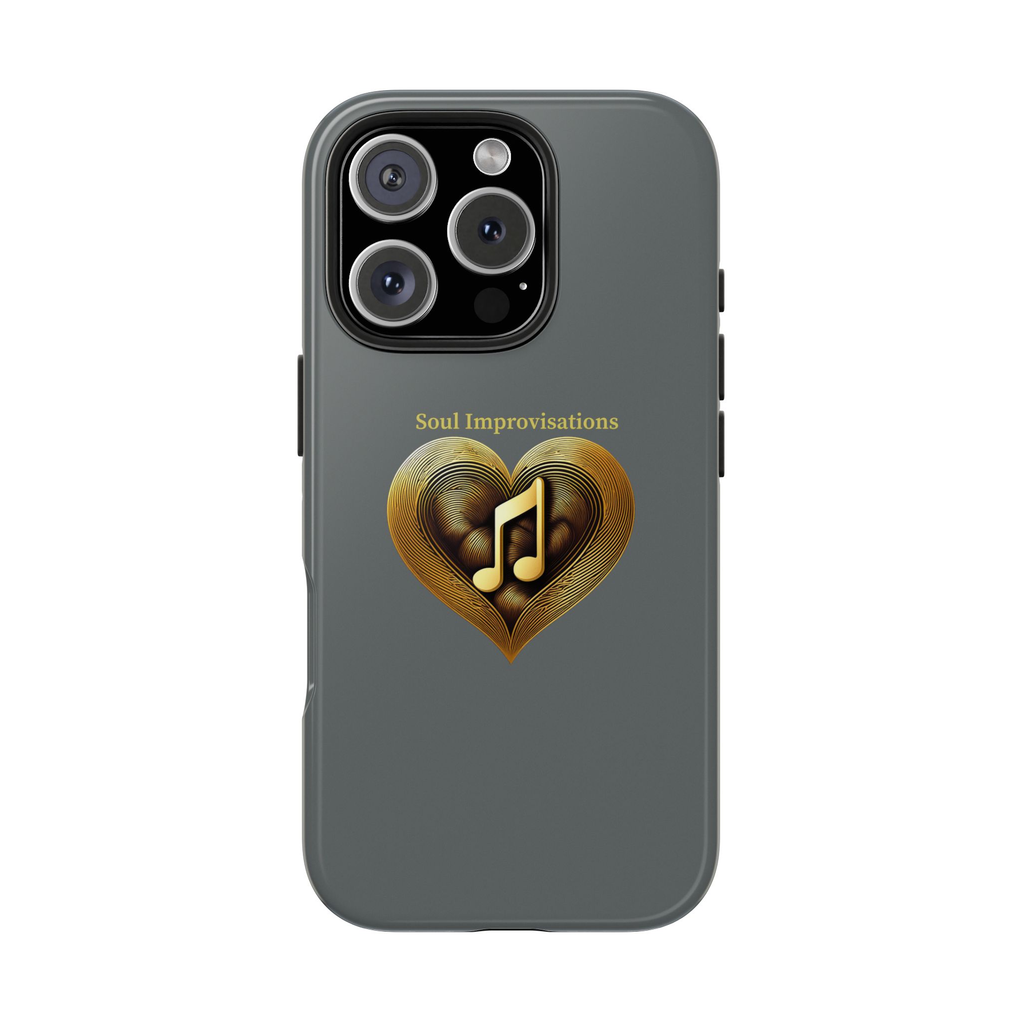 Gold Musical Heart Tough Phone Case - Grey - Image 96