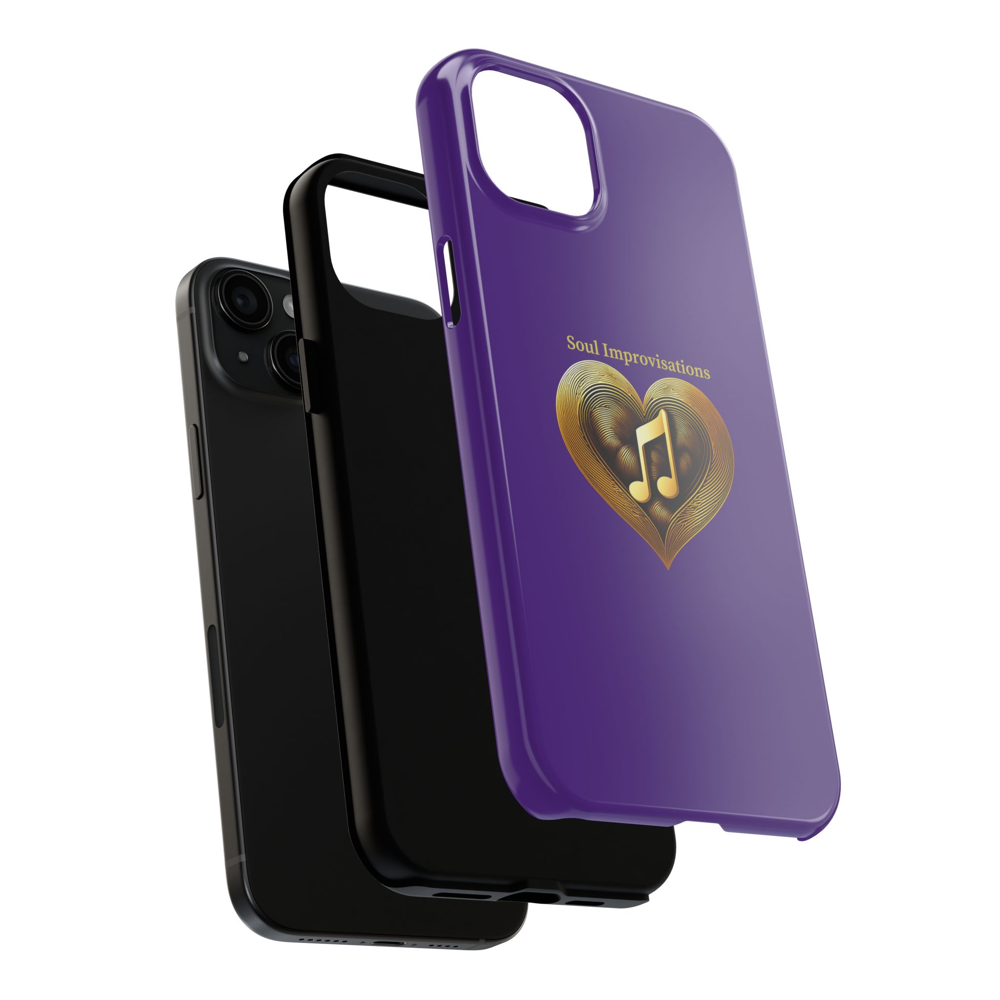 Gold Musical Heart Tough Phone Case - Purple - Image 75