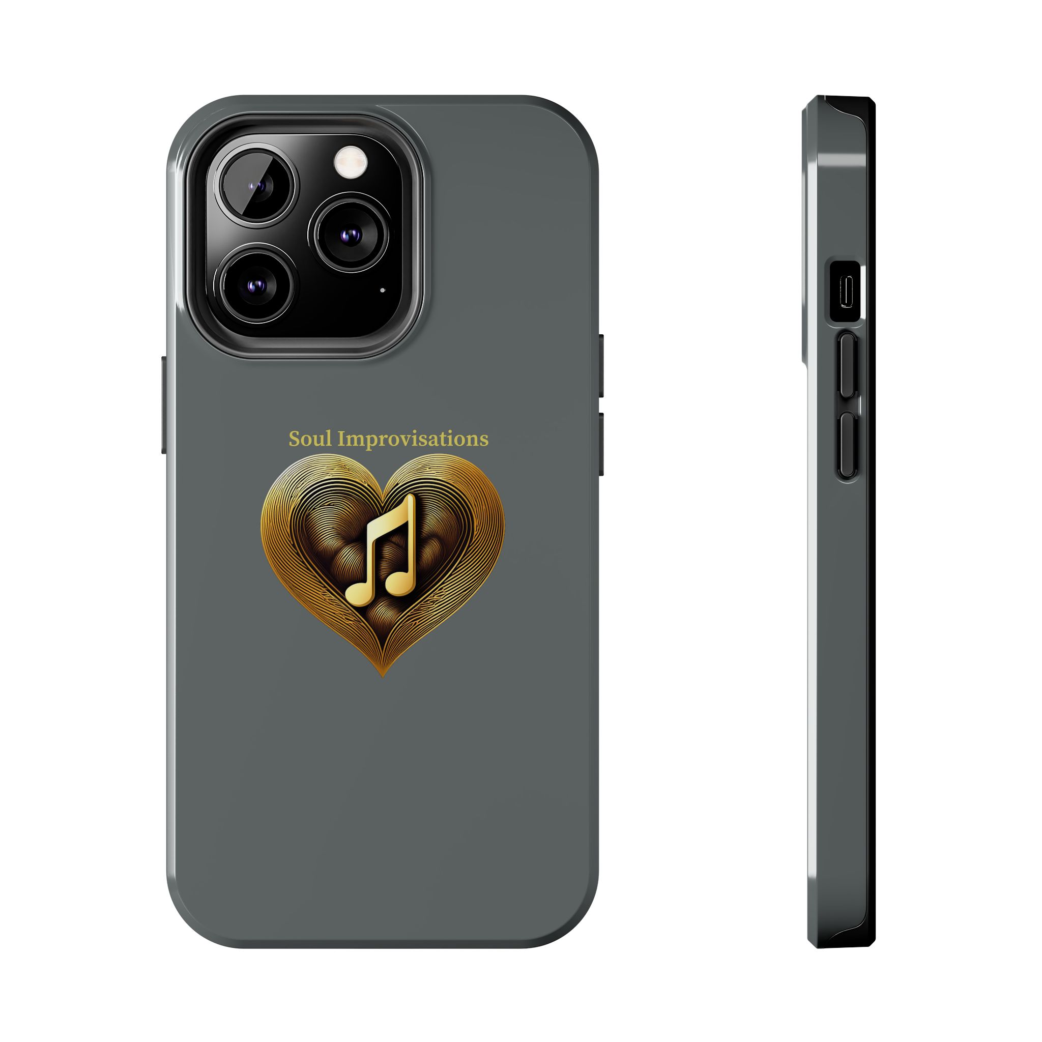 Gold Musical Heart Tough Phone Case - Grey - Image 52