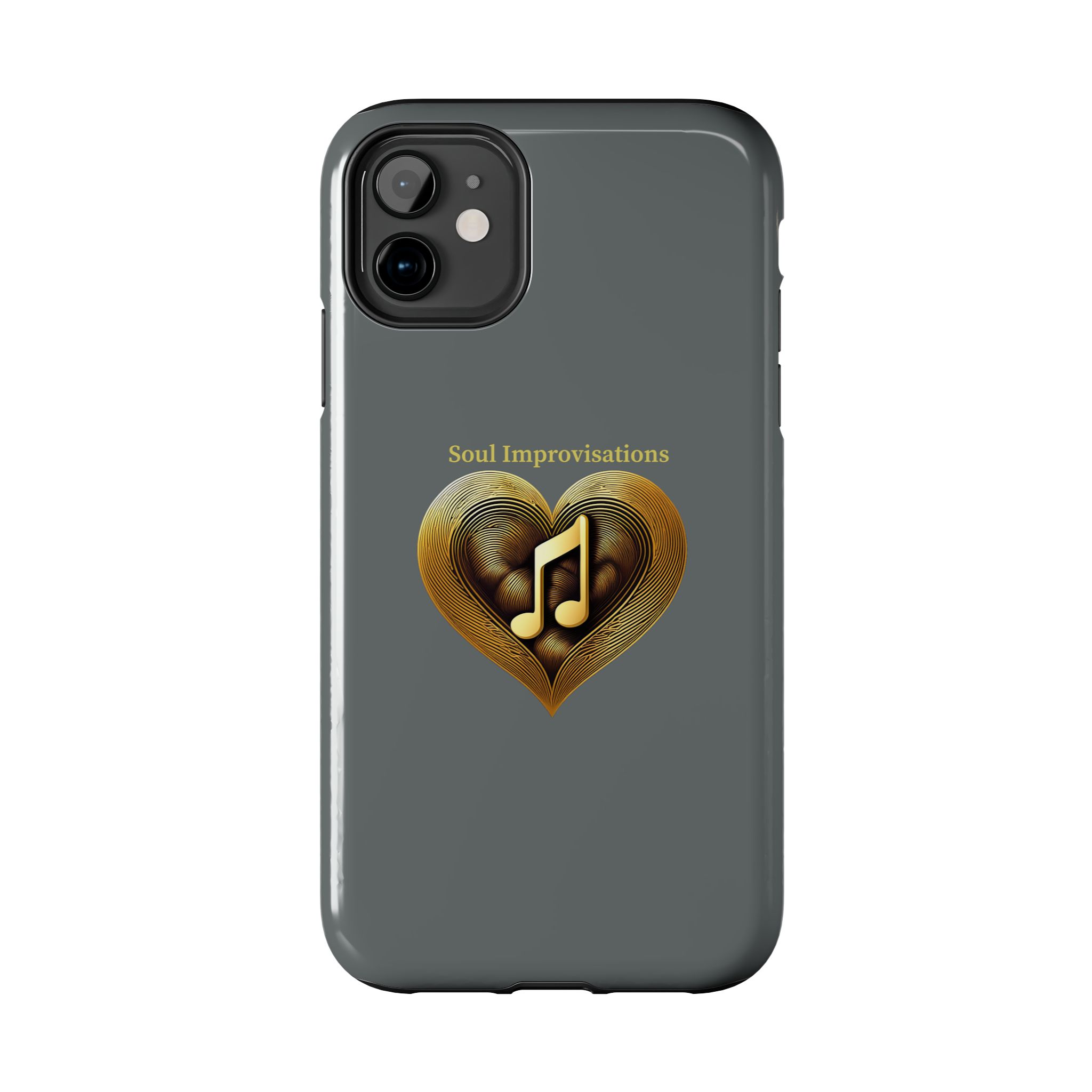 Gold Musical Heart Tough Phone Case - Grey - Image 17