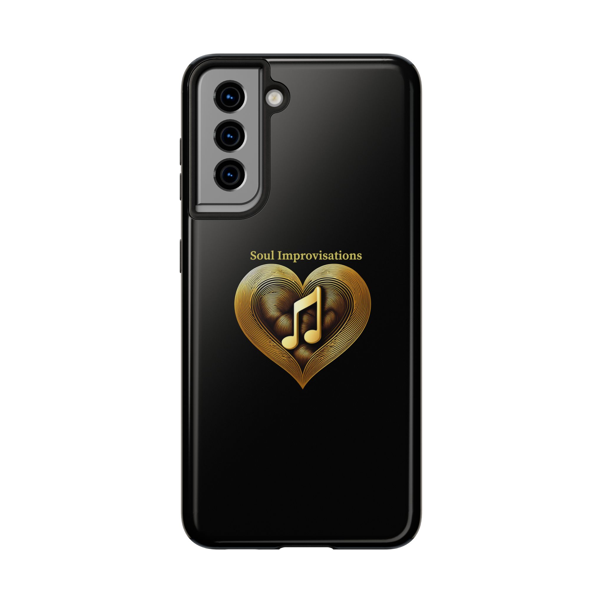 Gold Musical Heart Tough Phone Case - Black - Image 92