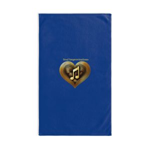 Gold Musical Heart Hand Towel - Blue