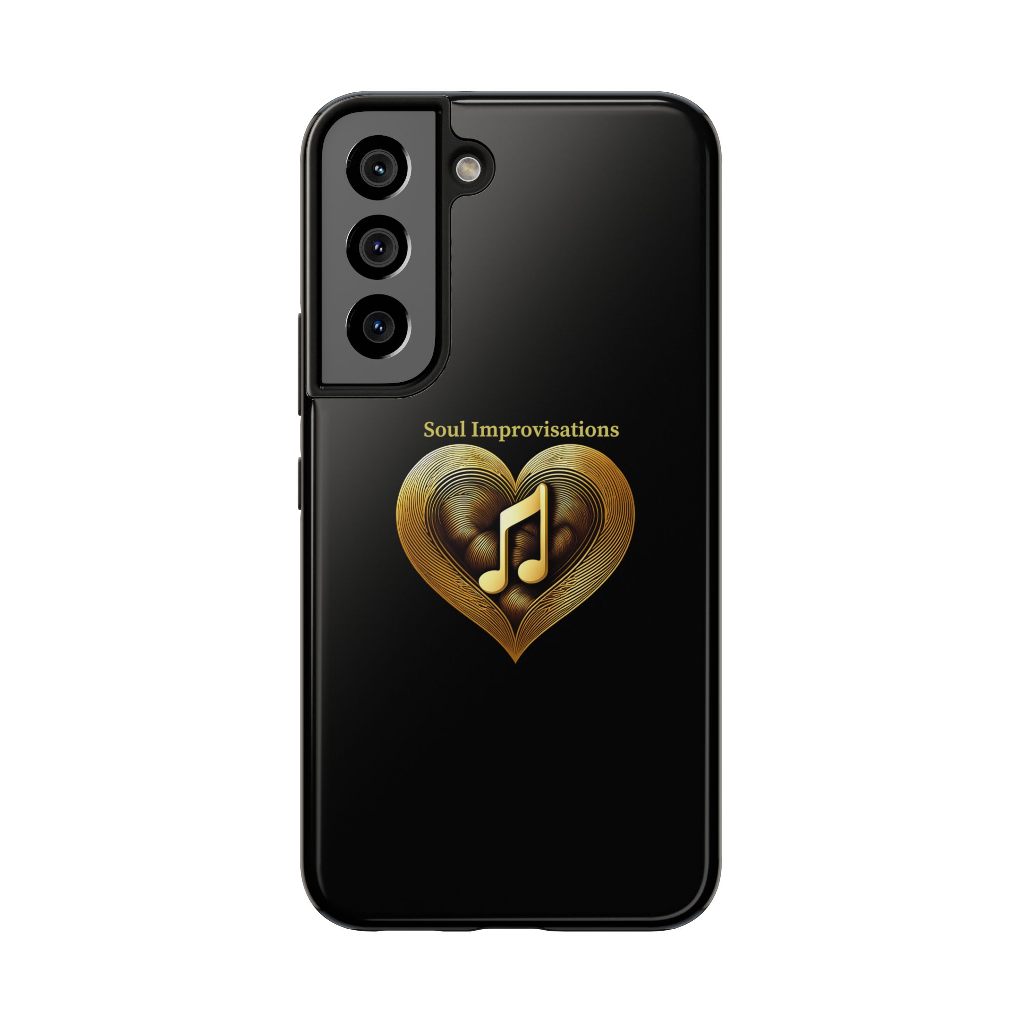 Gold Musical Heart Tough Phone Case - Black - Image 88