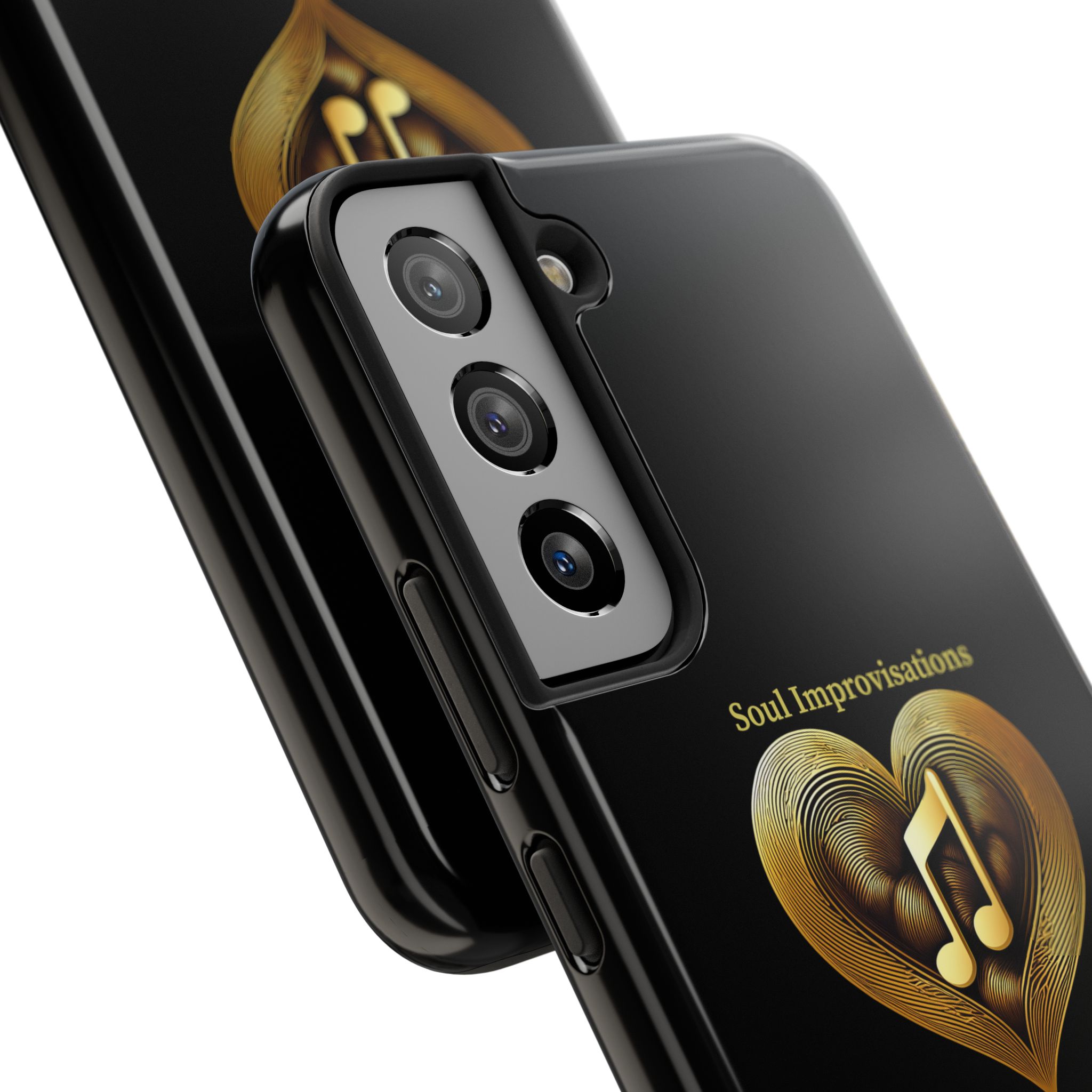 Gold Musical Heart Tough Phone Case - Black - Image 89