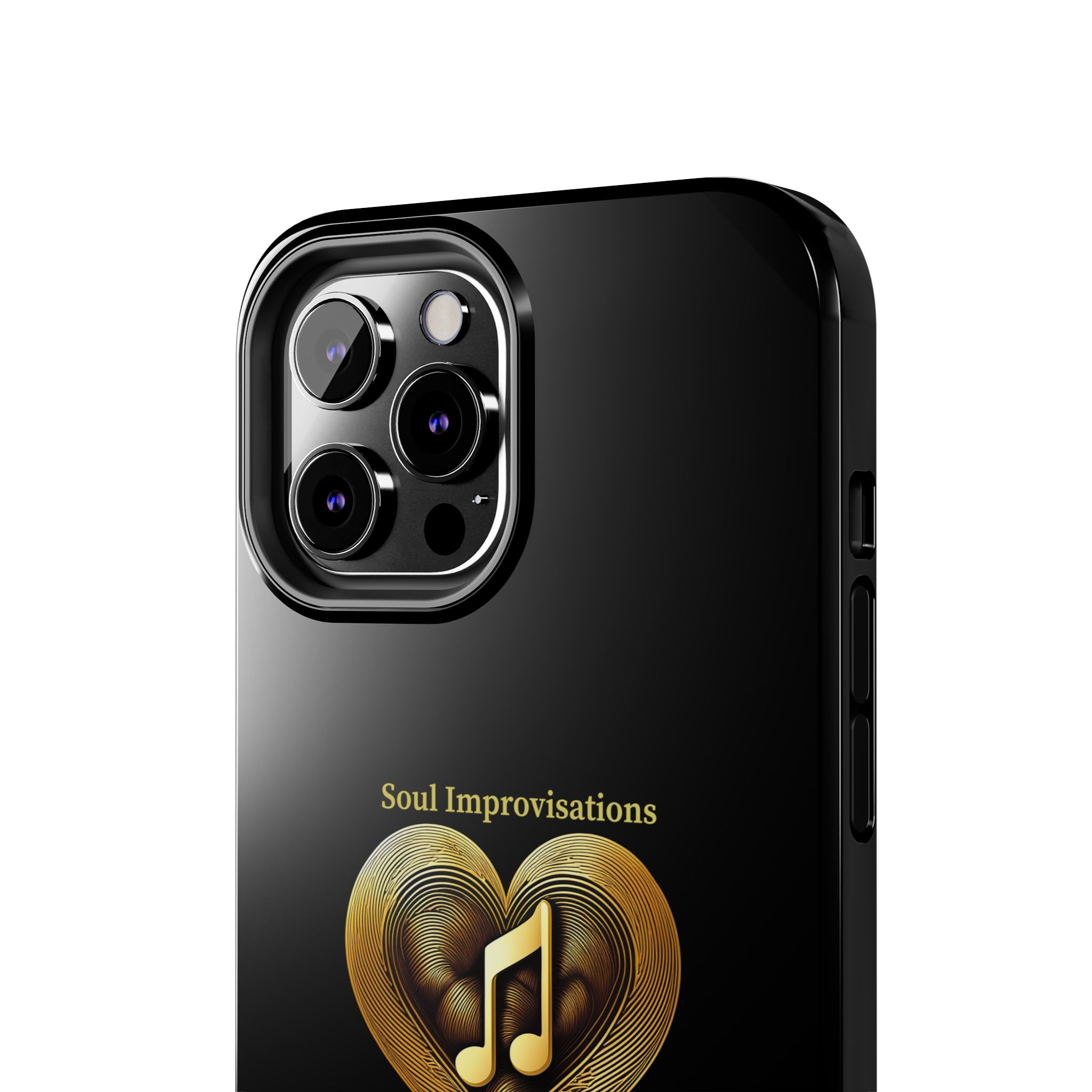 Gold Musical Heart Tough Phone Case - Black - Image 43