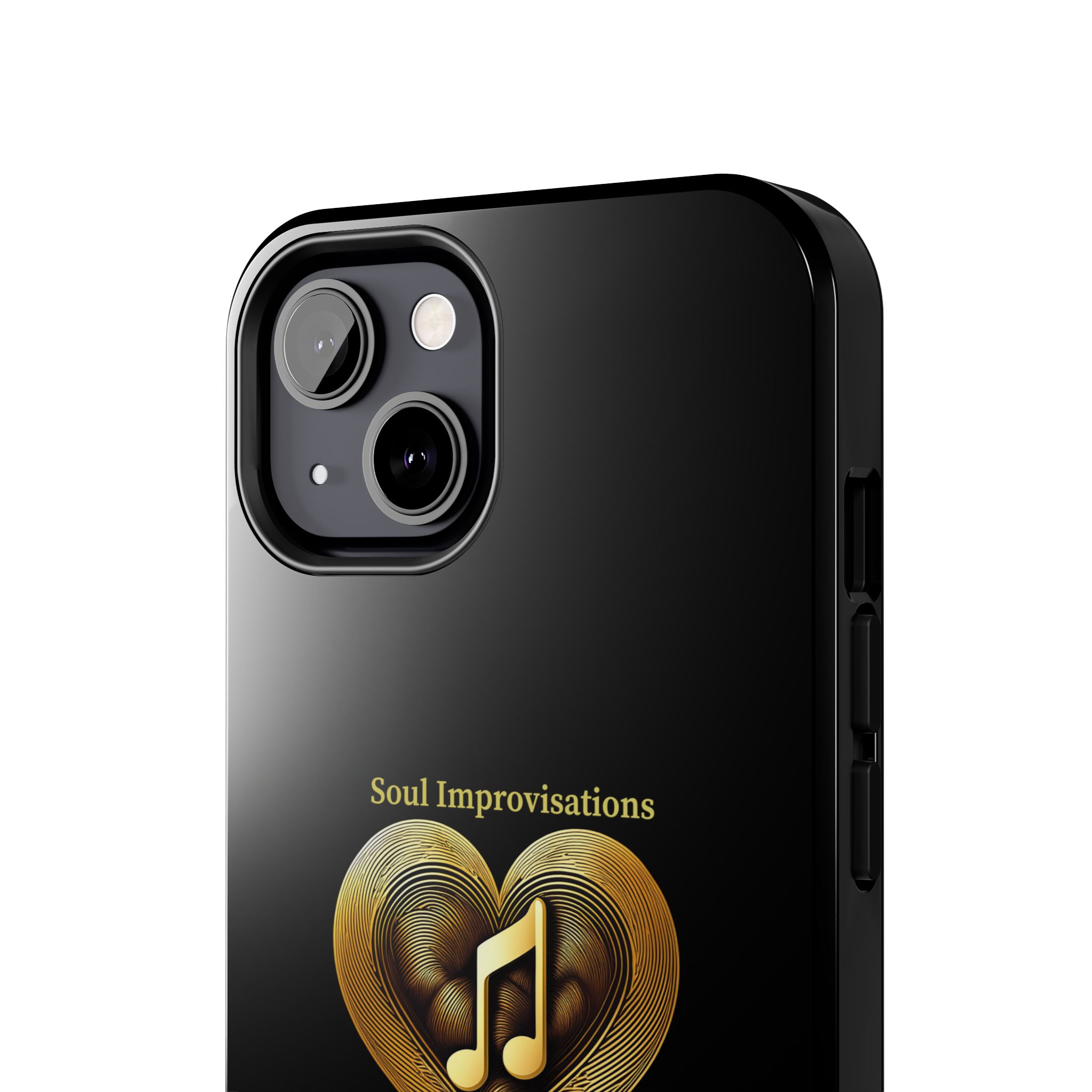 Gold Musical Heart Tough Phone Case - Black - Image 47