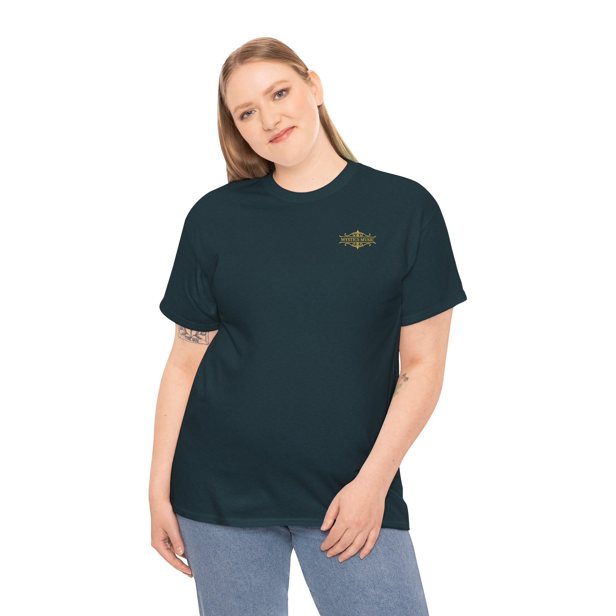 Mystics Music Unisex Heavy Cotton Short Sleeve T-Shirt (dark colors - left chest logo) - Image 19