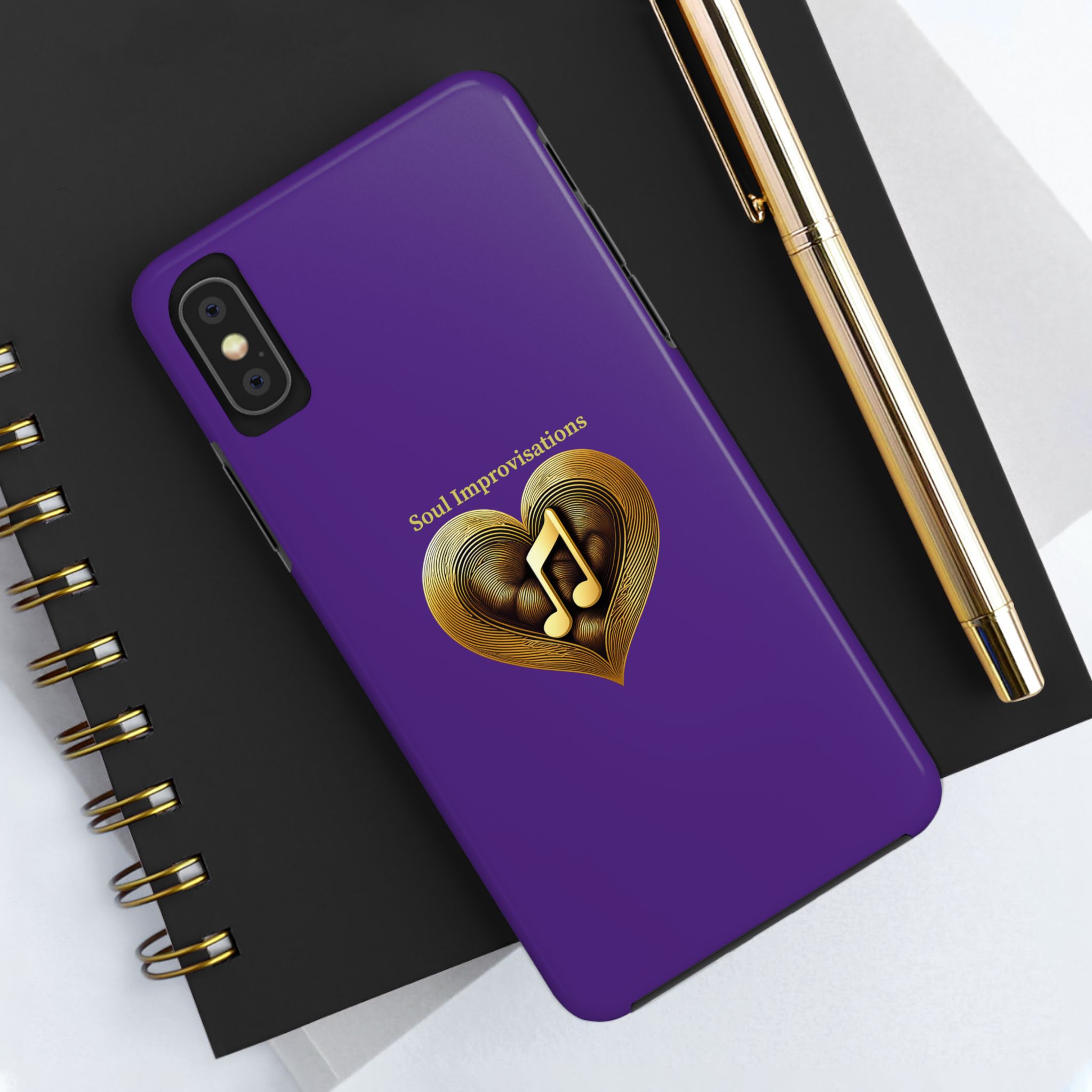 Gold Musical Heart Tough Phone Case - Purple - Image 13