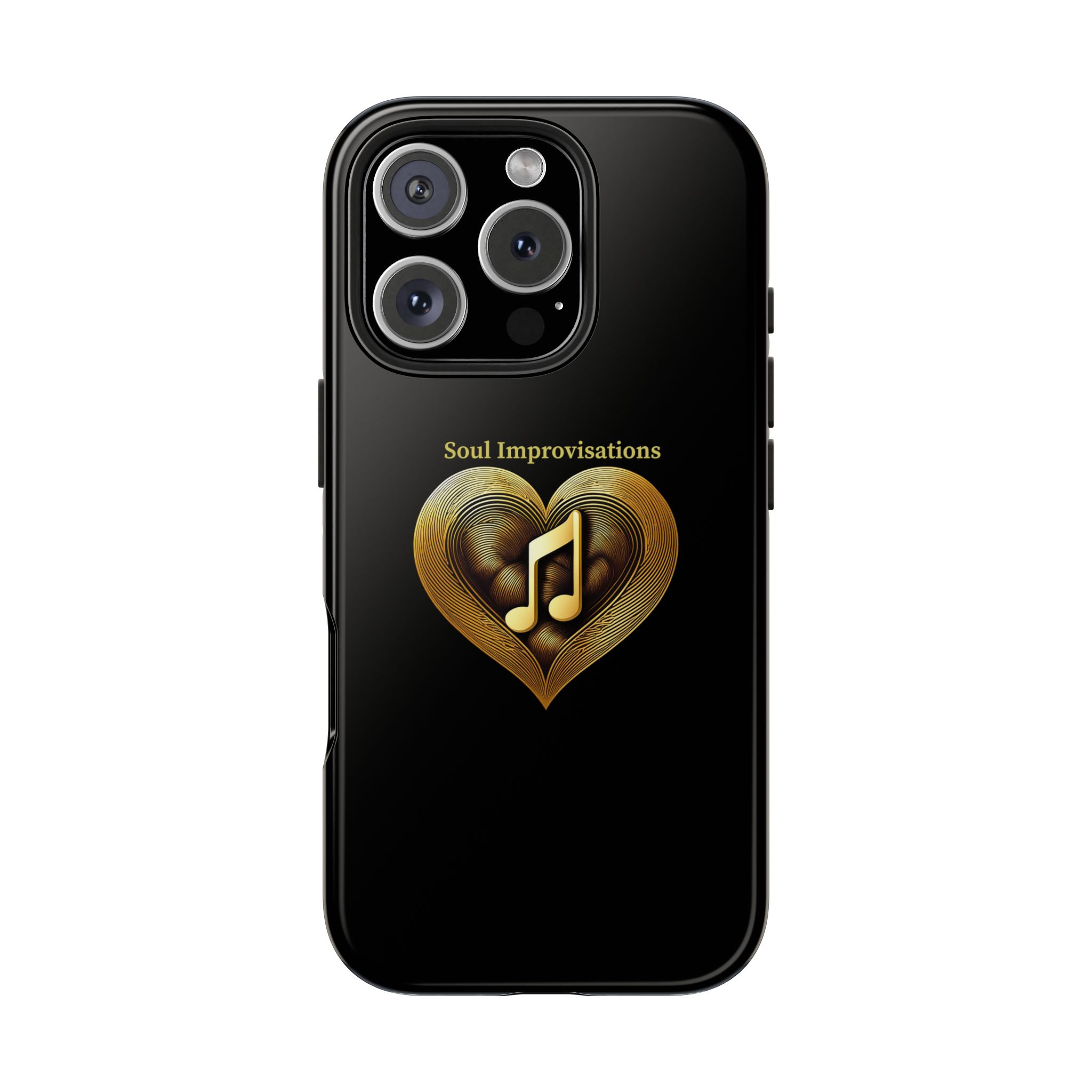 Gold Musical Heart Tough Phone Case - Black - Image 96